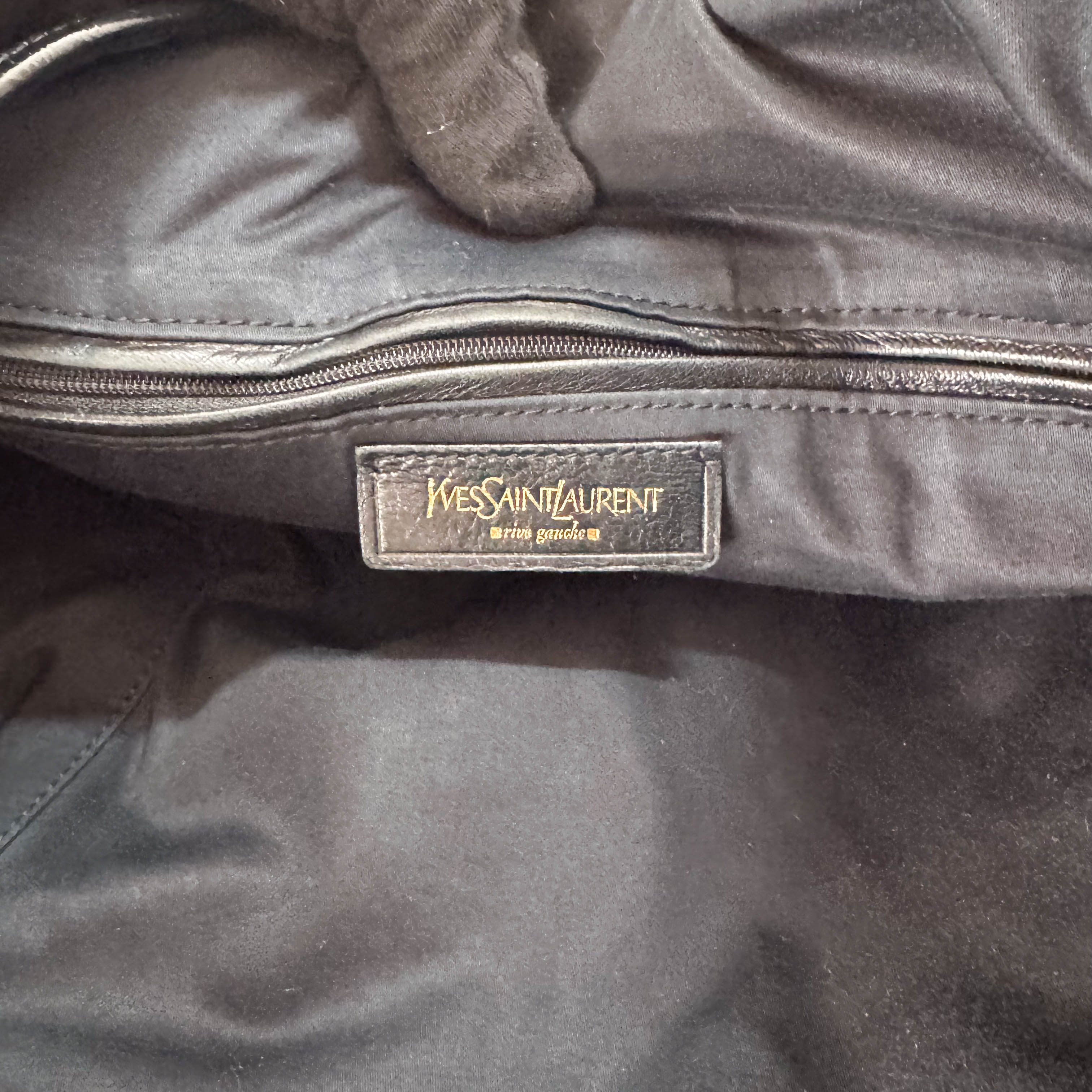 Y-mail Black/Gold Patent Leather Tote