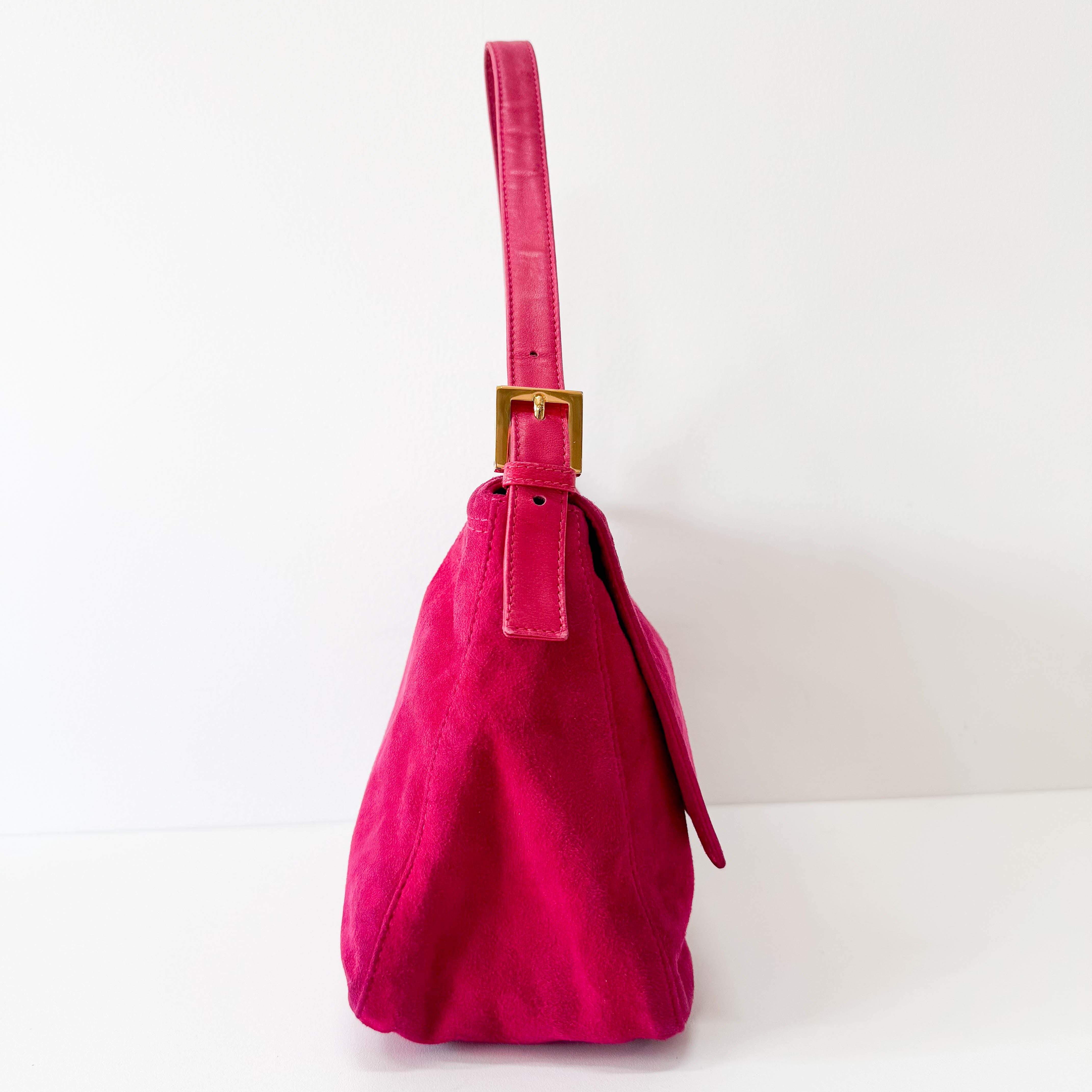 Mamma Baguette Pink Suede Shoulder Bag