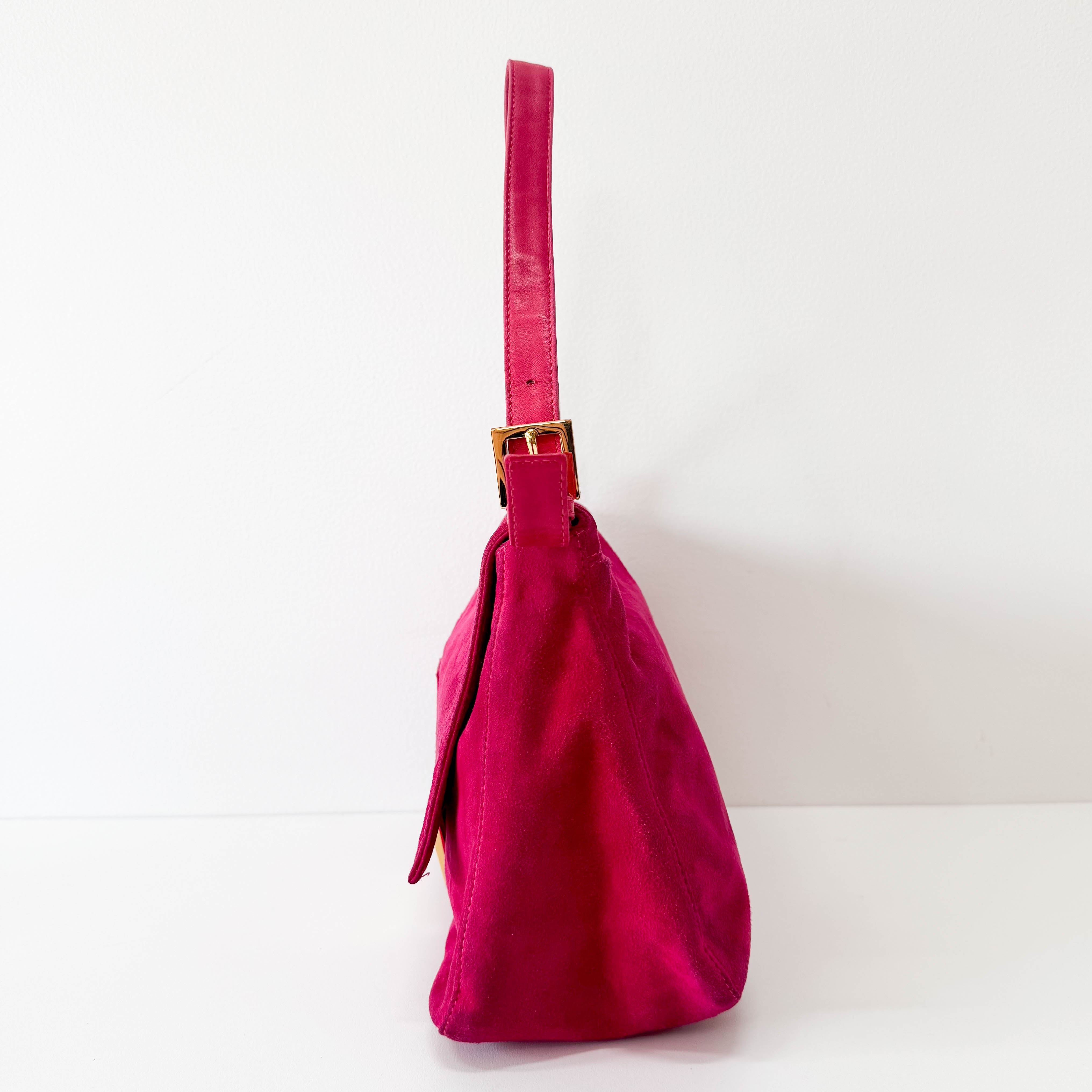 Mamma Baguette Pink Suede Shoulder Bag