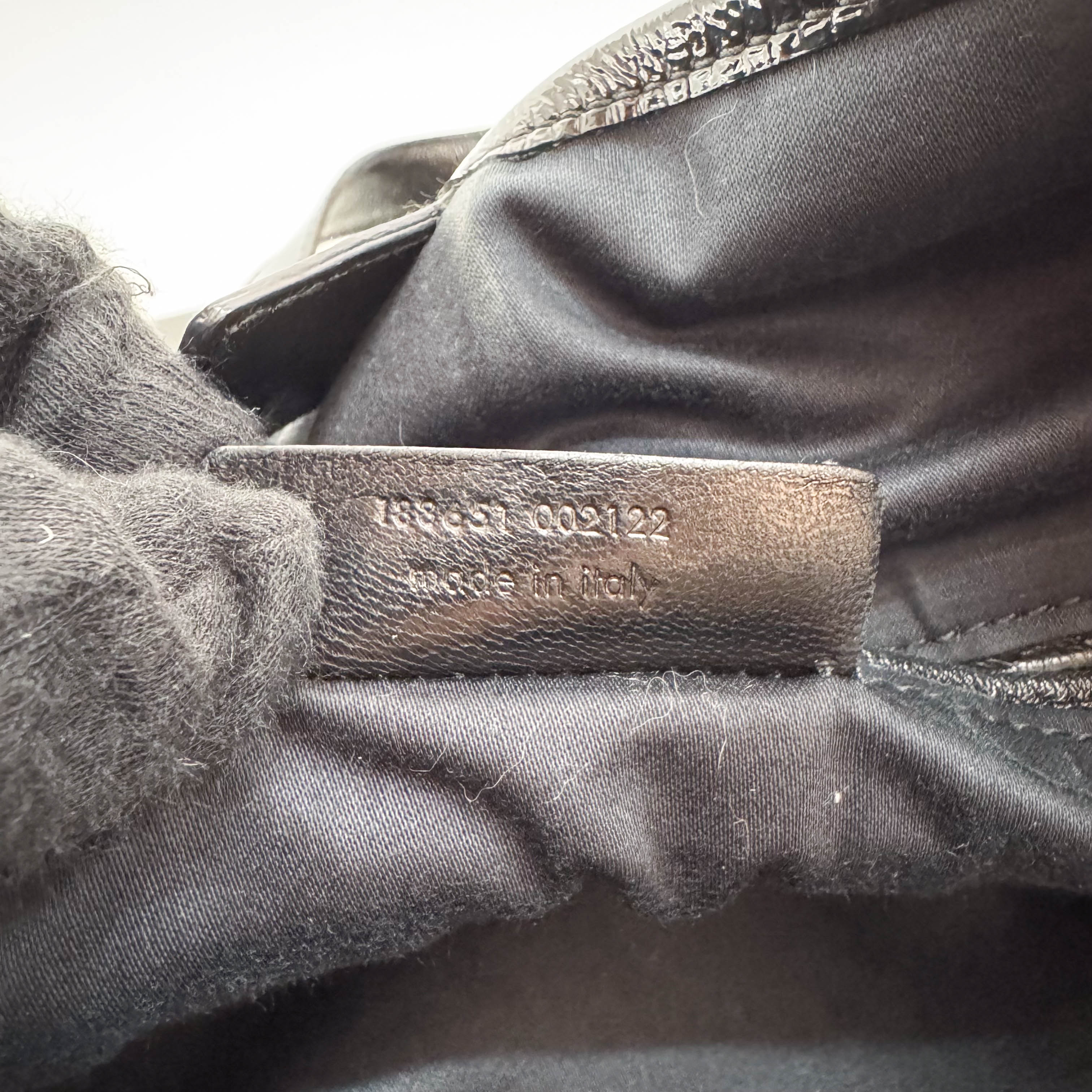 Y-mail Black/Gold Patent Leather Tote