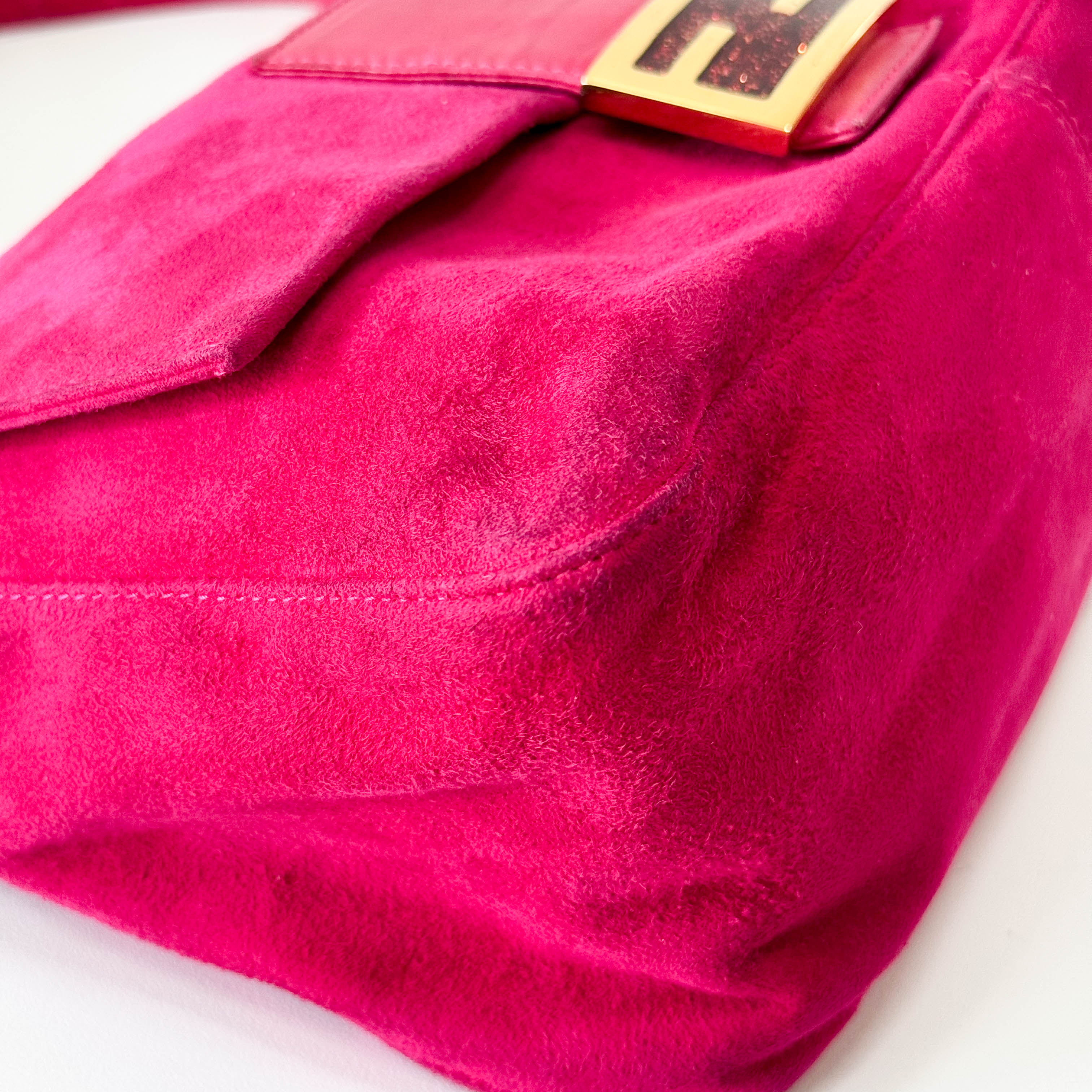 Mamma Baguette Pink Suede Shoulder Bag