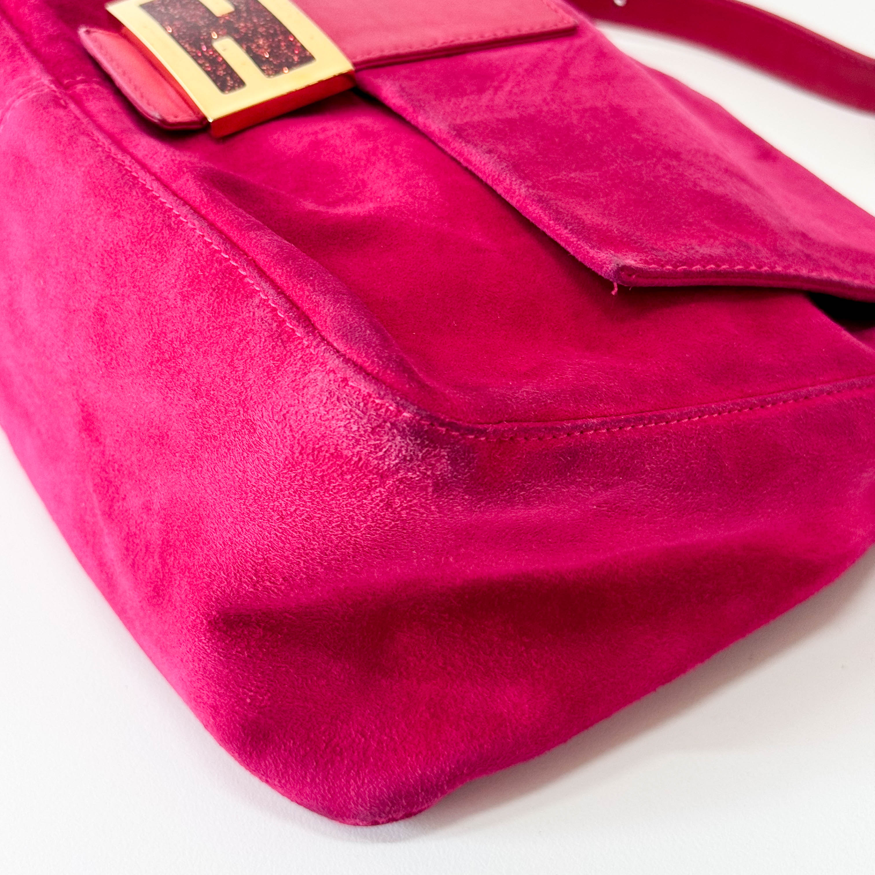 Mamma Baguette Pink Suede Shoulder Bag