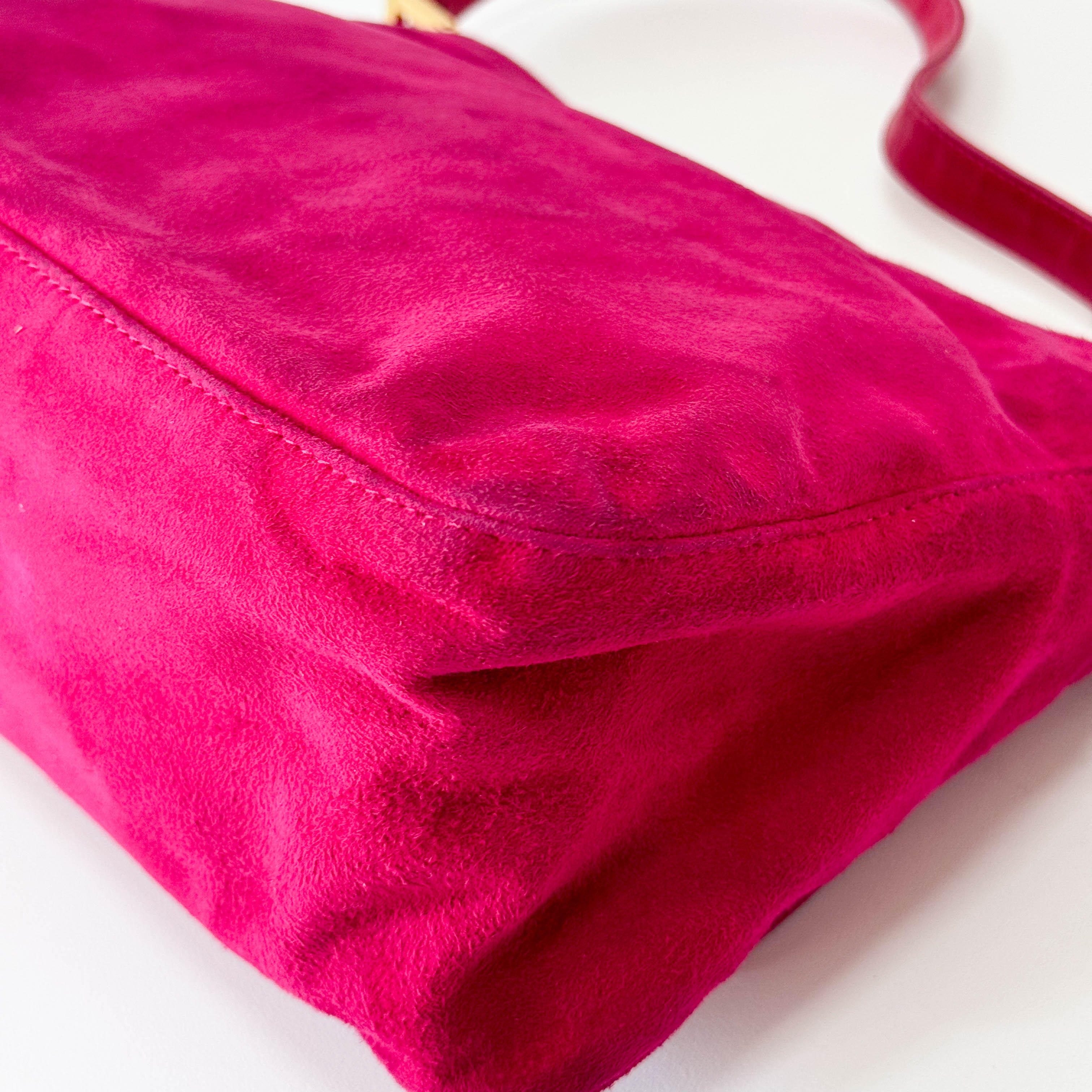 Mamma Baguette Pink Suede Shoulder Bag