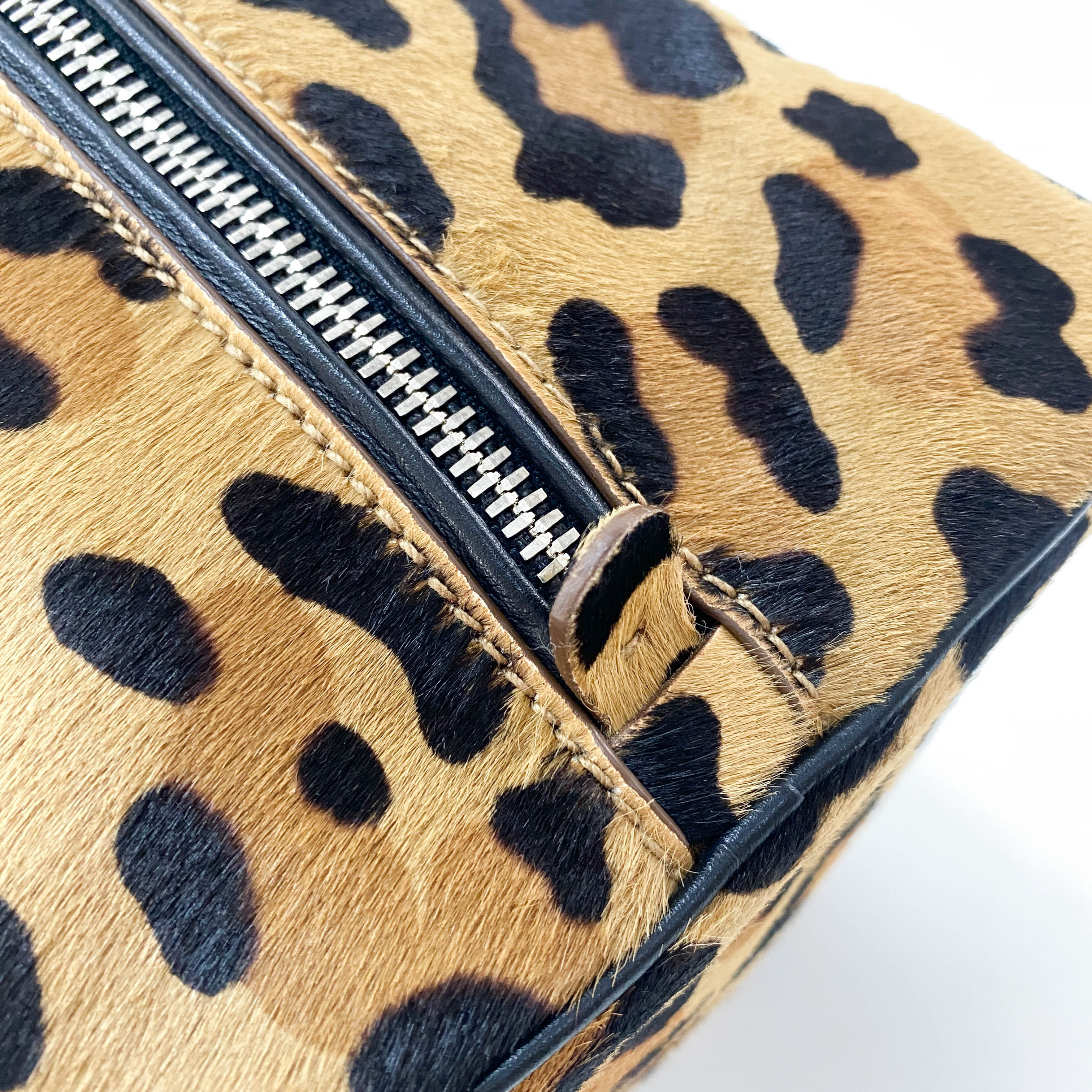 Leopard Pony Hair Top Handle Bag