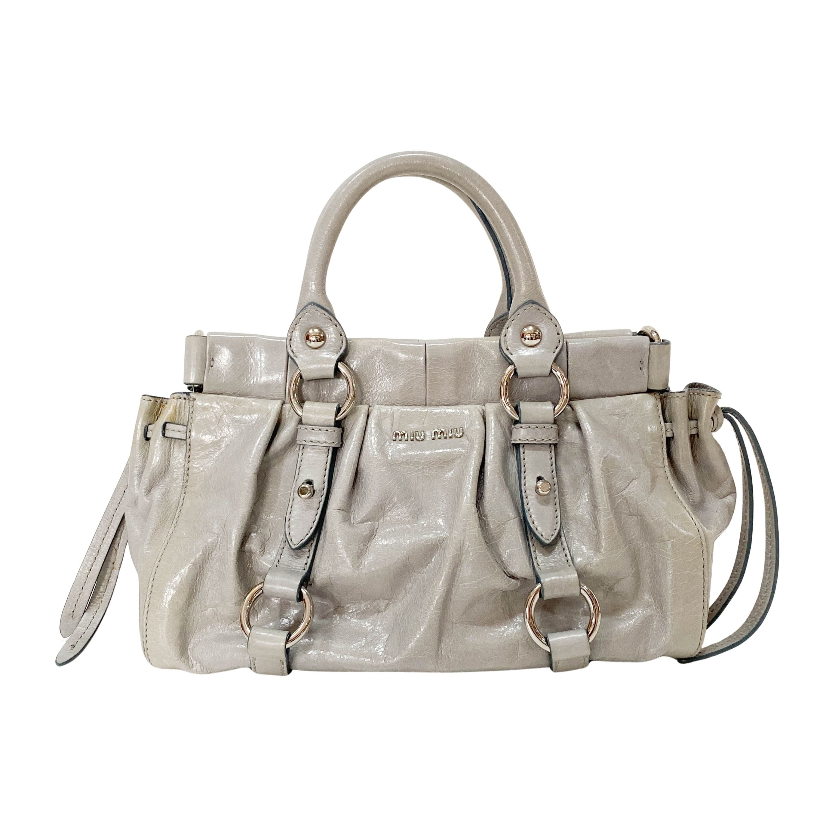 Vitello Mini Grey Calfskin Two Way Bag