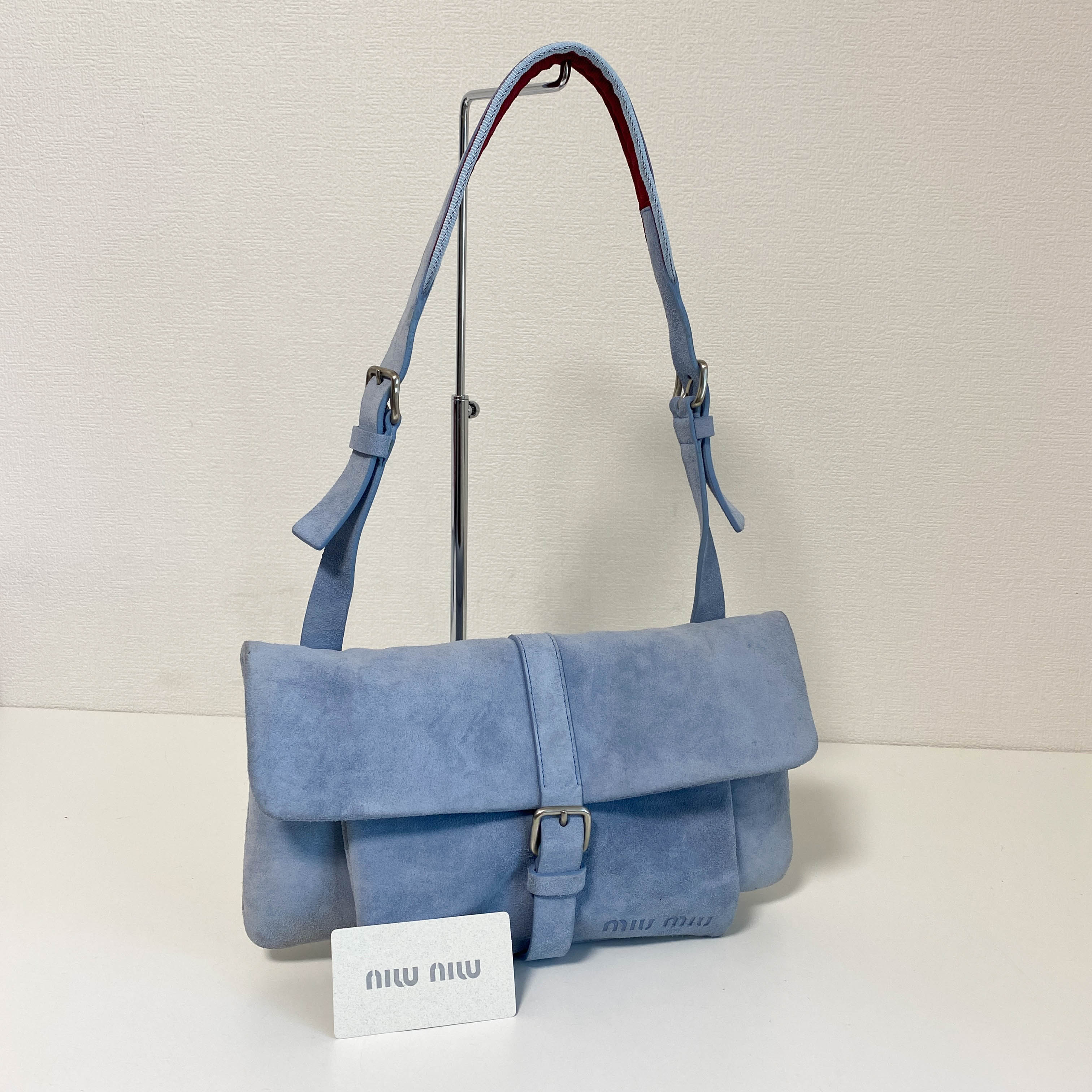 Archive Blue Suede Shoulder Bag
