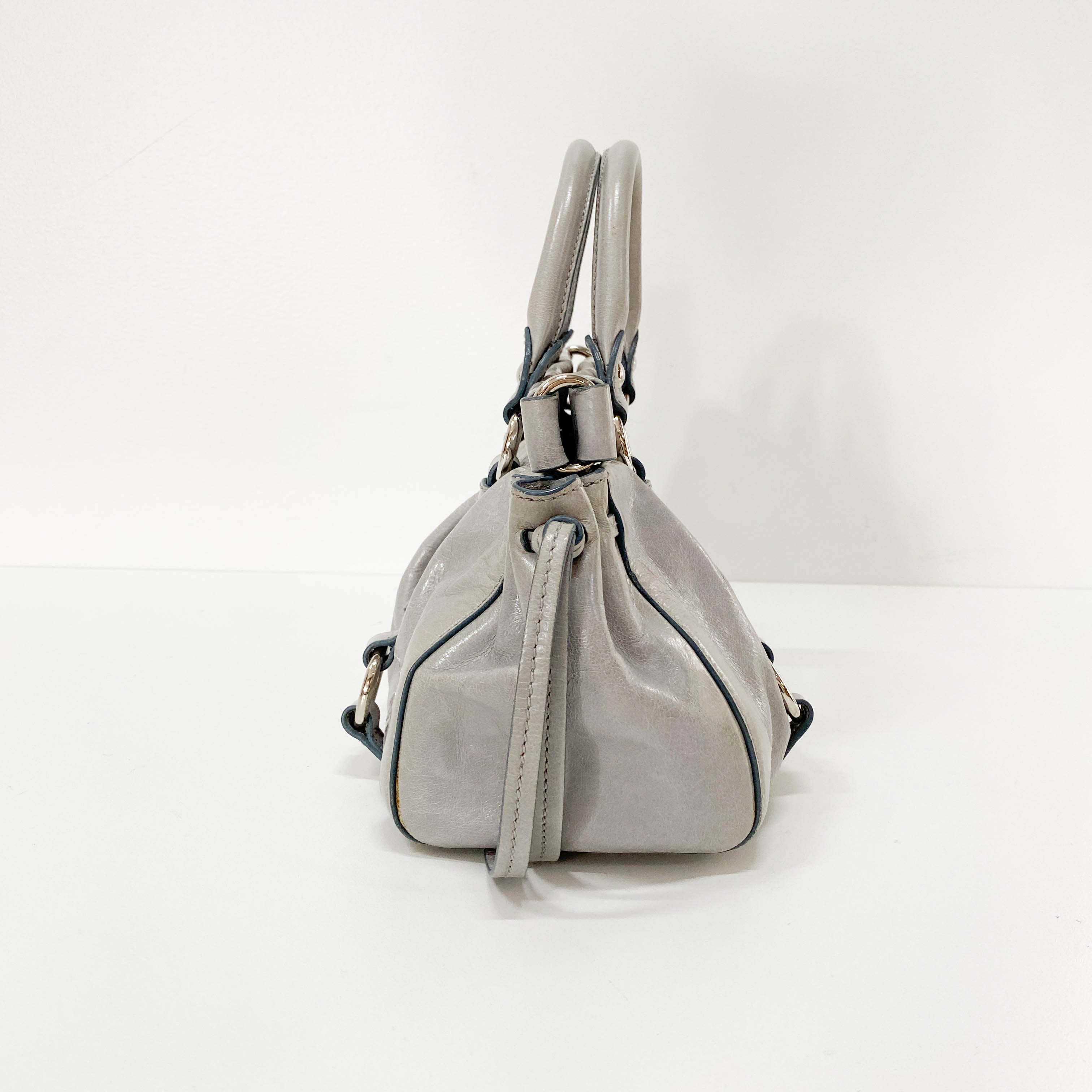 Vitello Mini Grey Calfskin Two Way Bag