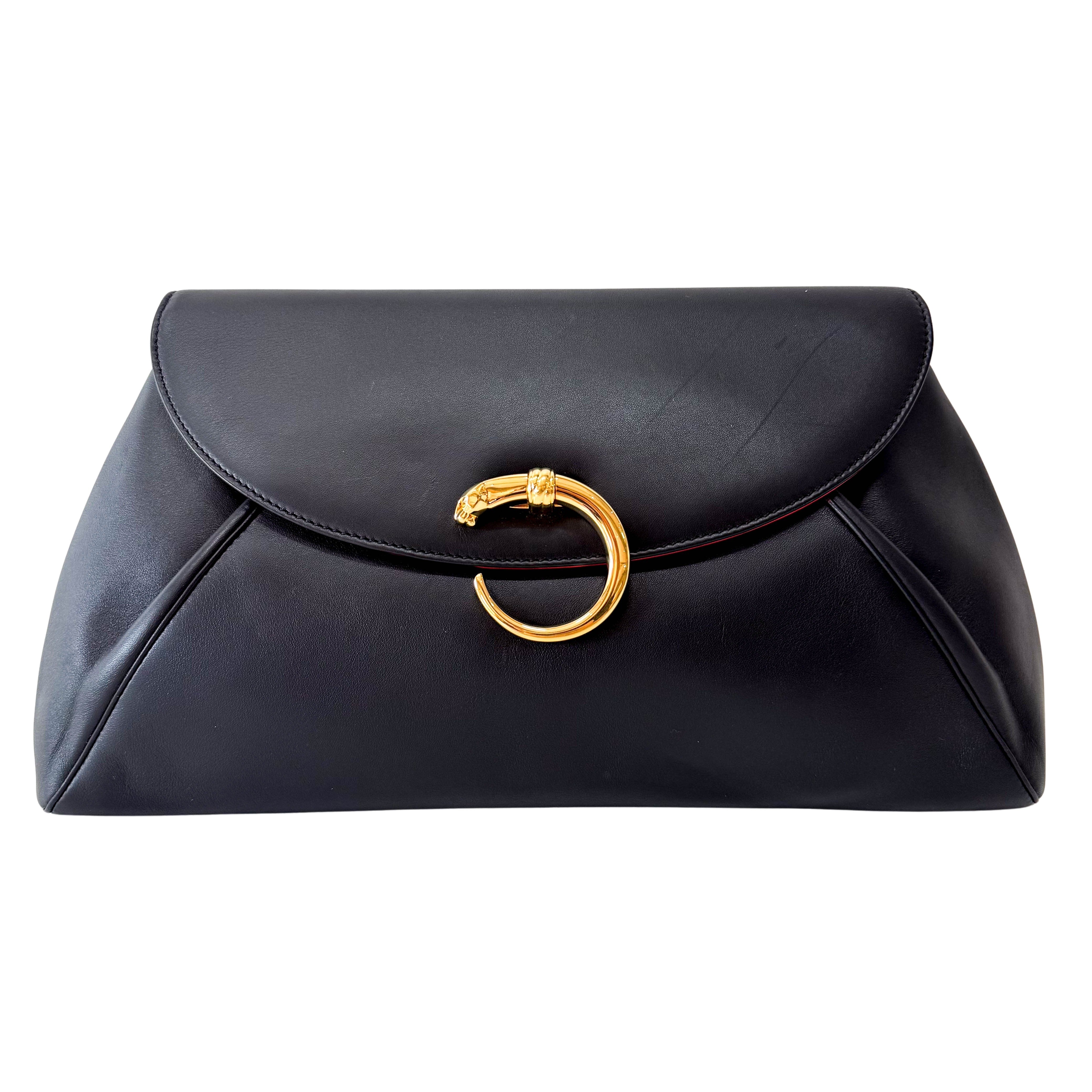 Panthère Black Calfskin Leather Clutch Bag
