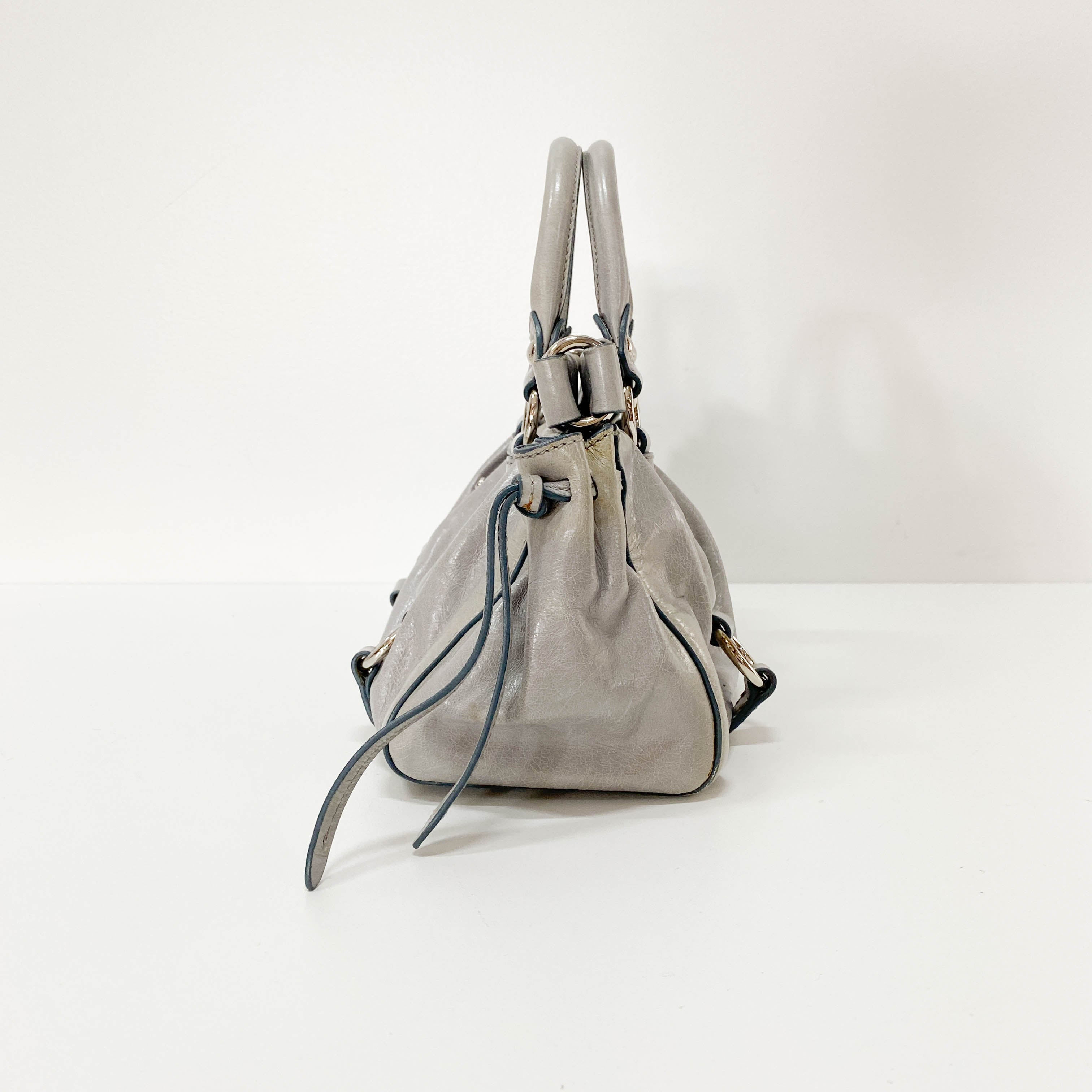 Vitello Mini Grey Calfskin Two Way Bag