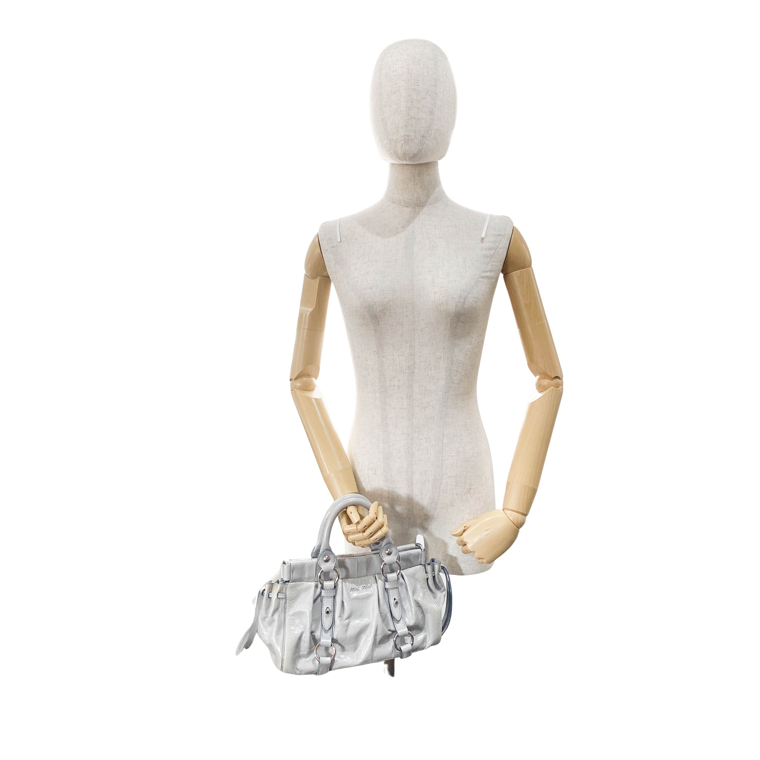 Vitello Mini Grey Calfskin Two Way Bag