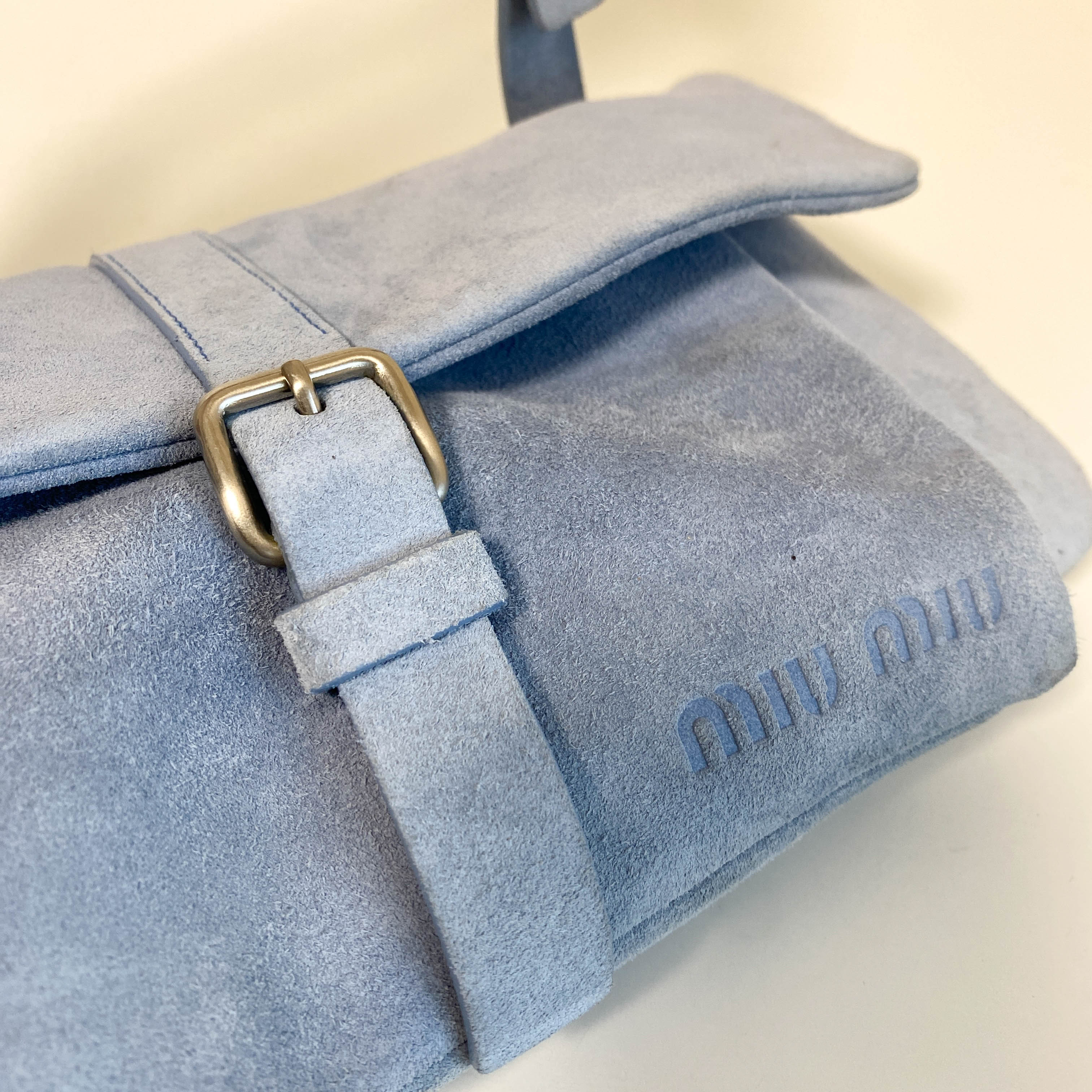 Archive Blue Suede Shoulder Bag