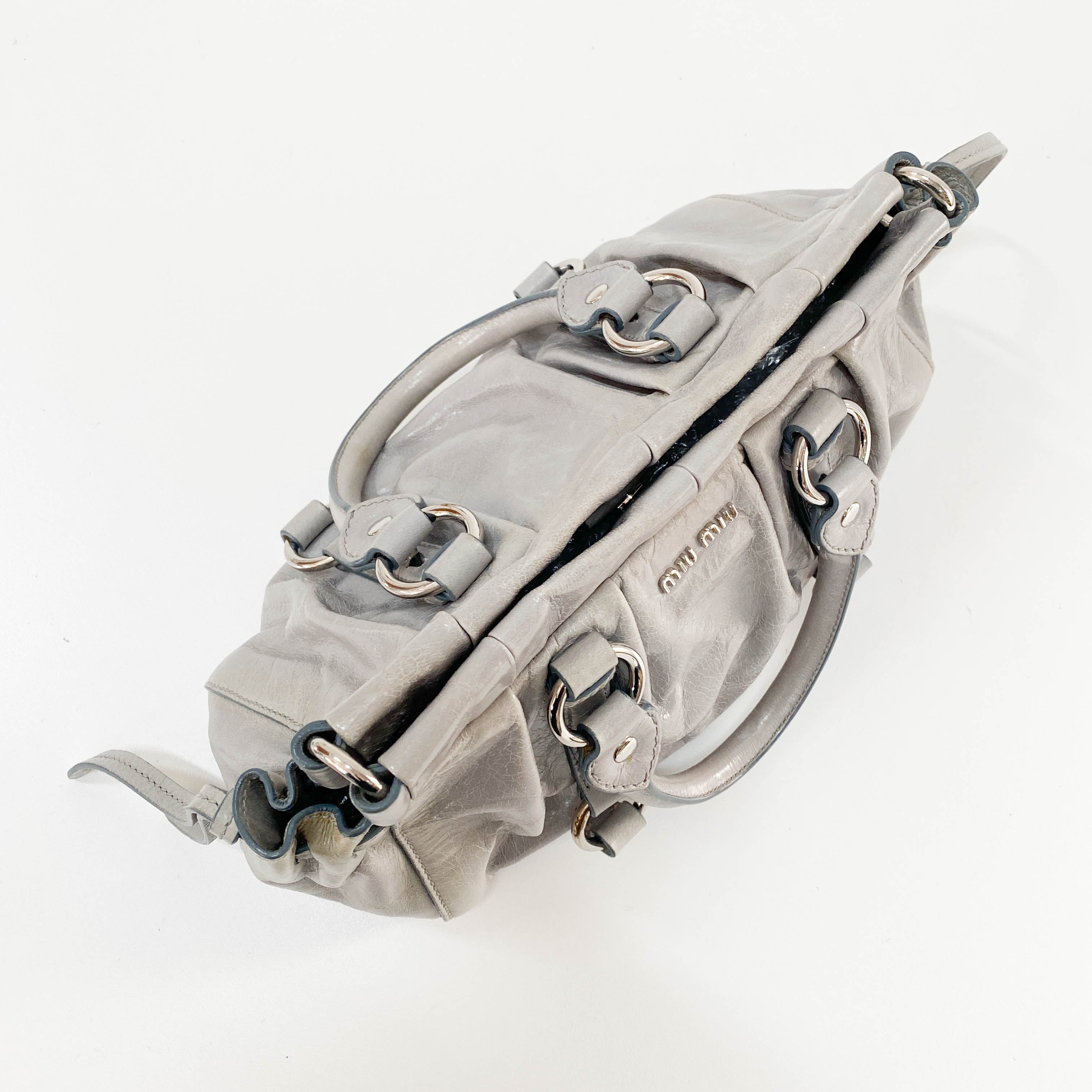 Vitello Mini Grey Calfskin Two Way Bag