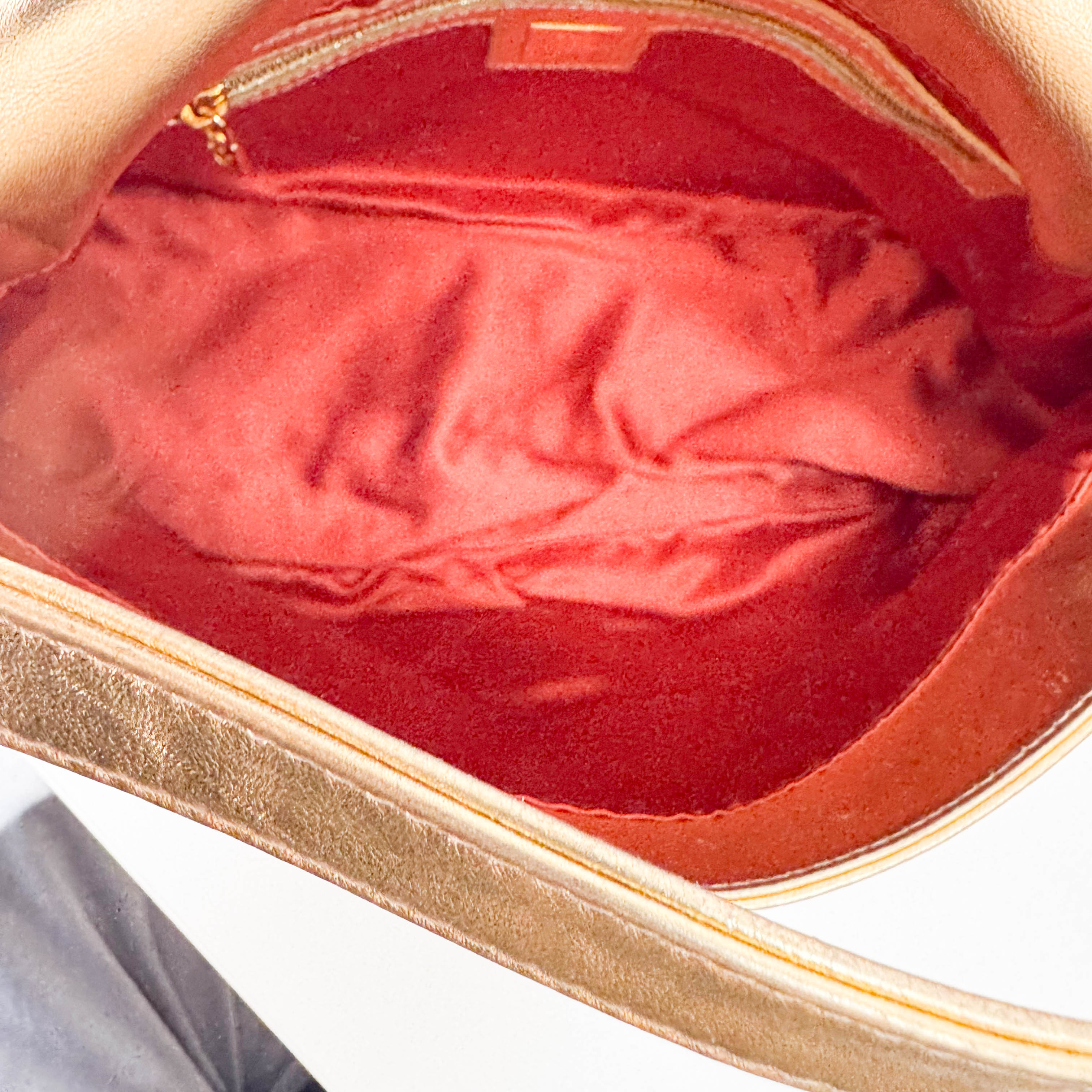 Mamma Baguette Gold Leather Rhinestone Hardware Shoulder Bag