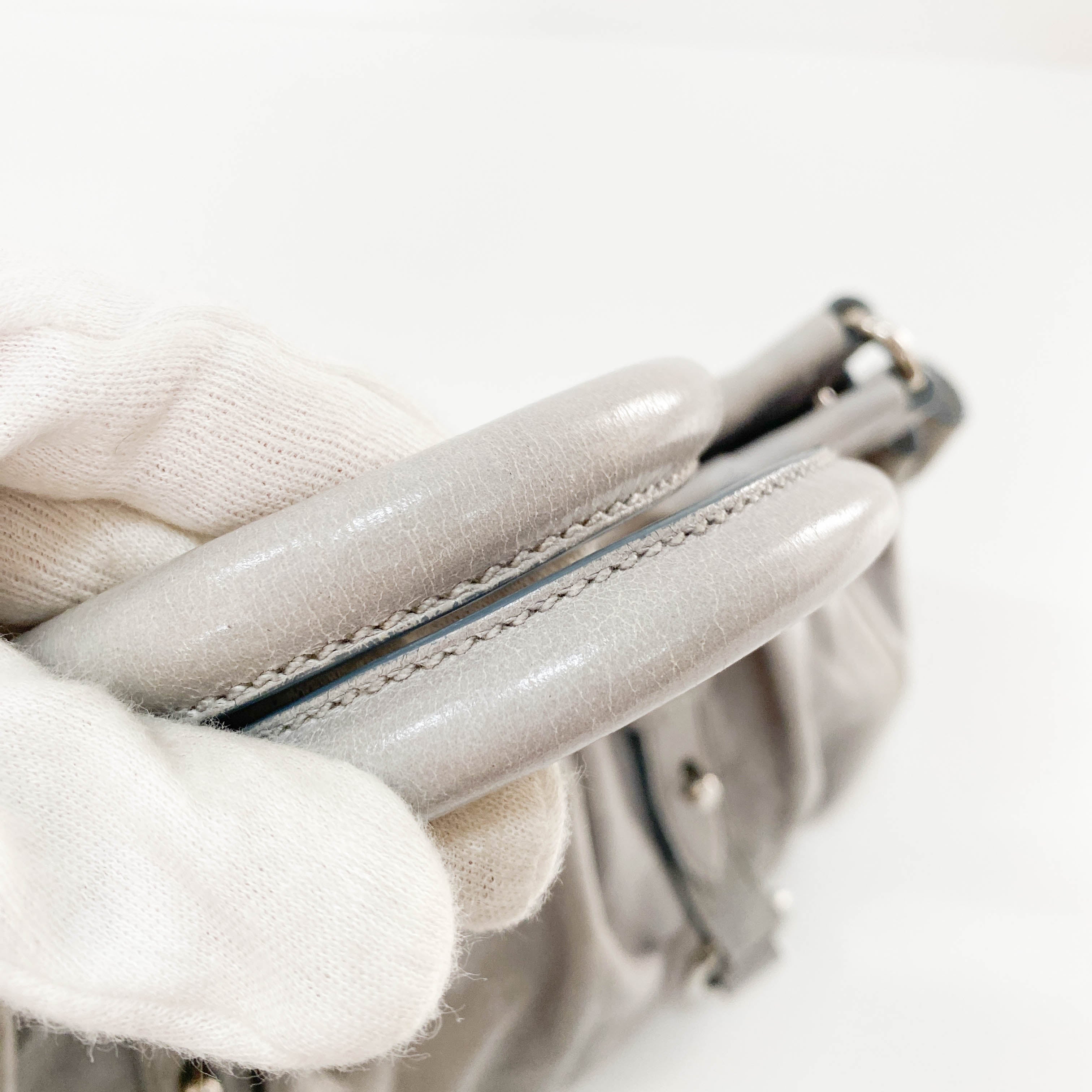 Vitello Mini Grey Calfskin Two Way Bag