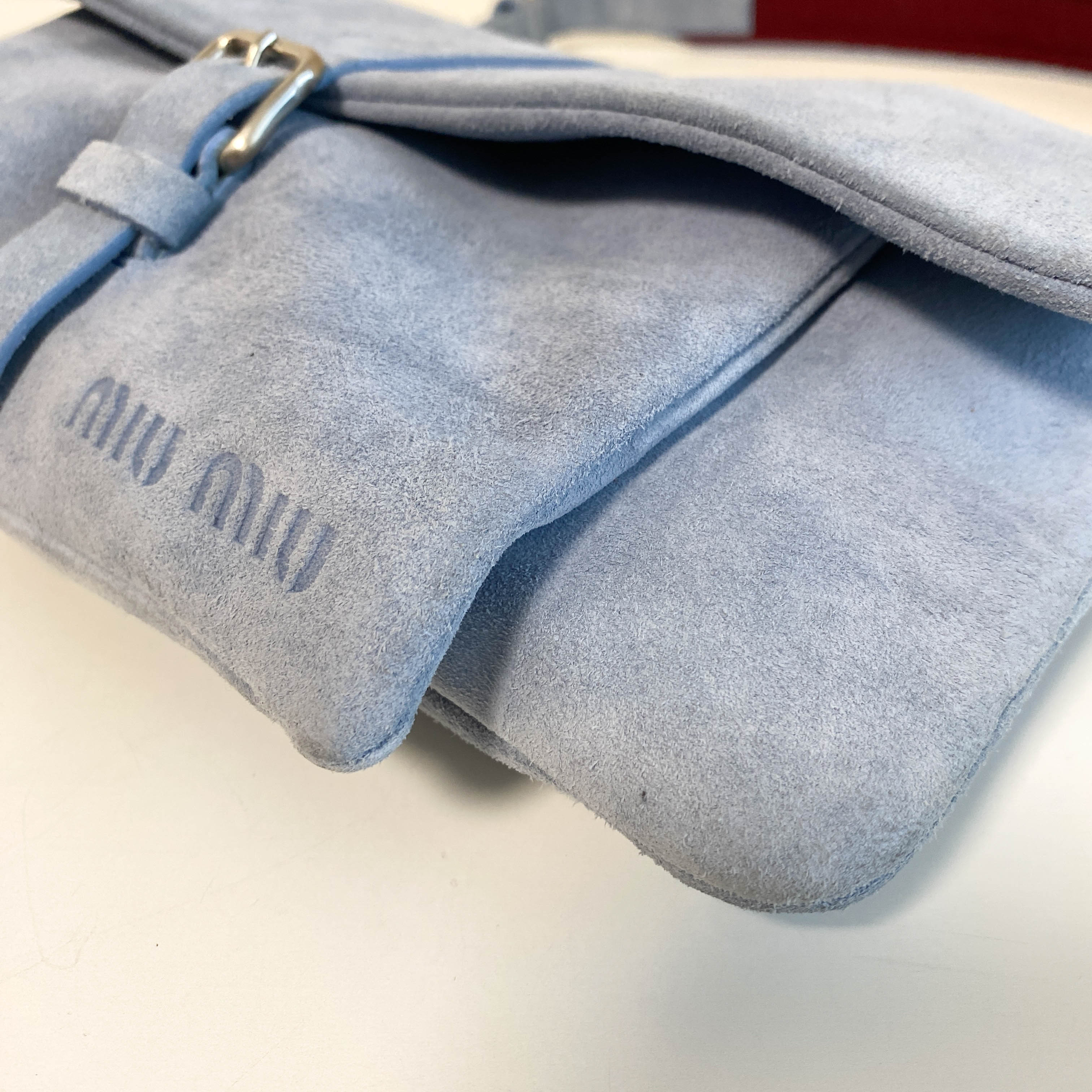 Archive Blue Suede Shoulder Bag