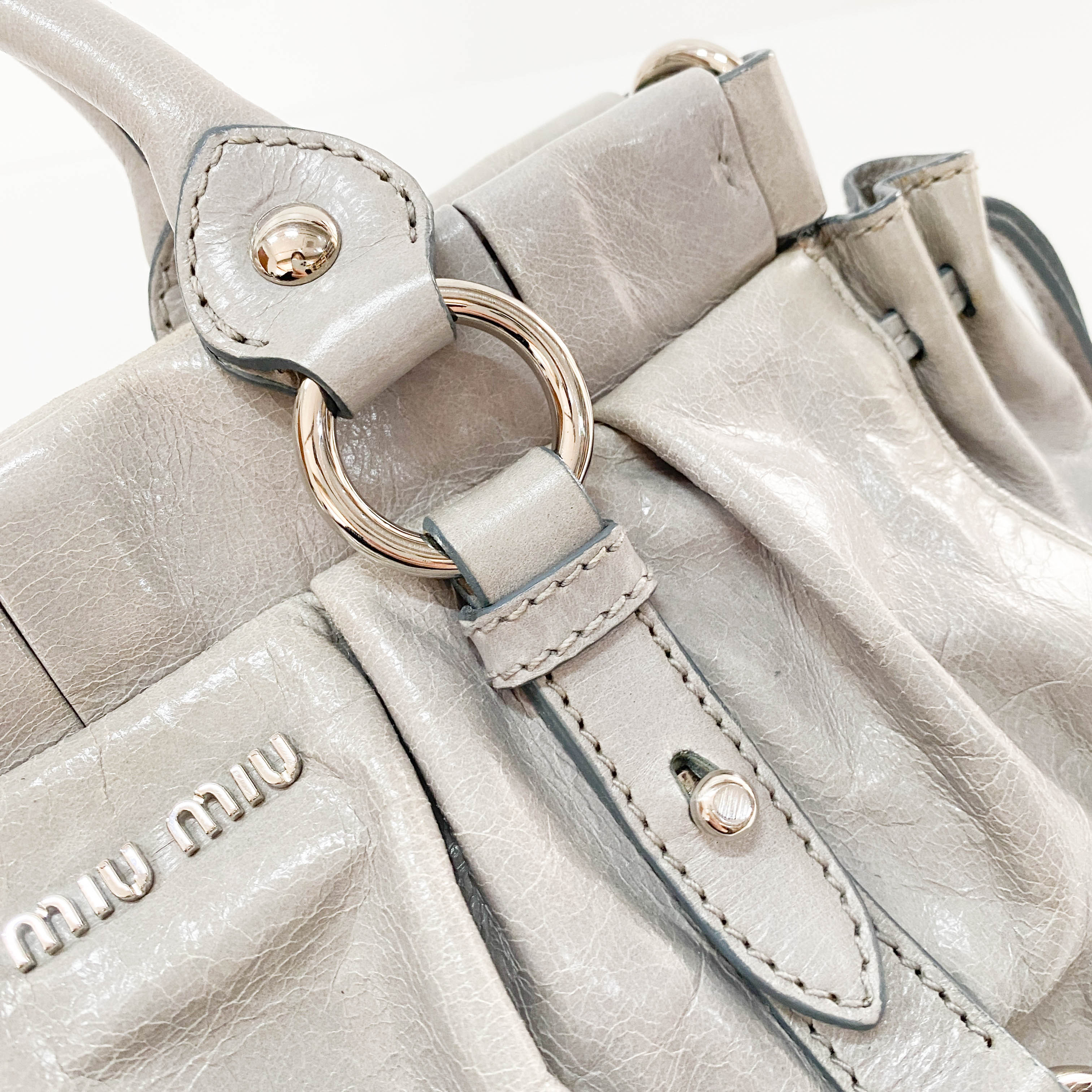 Vitello Mini Grey Calfskin Two Way Bag