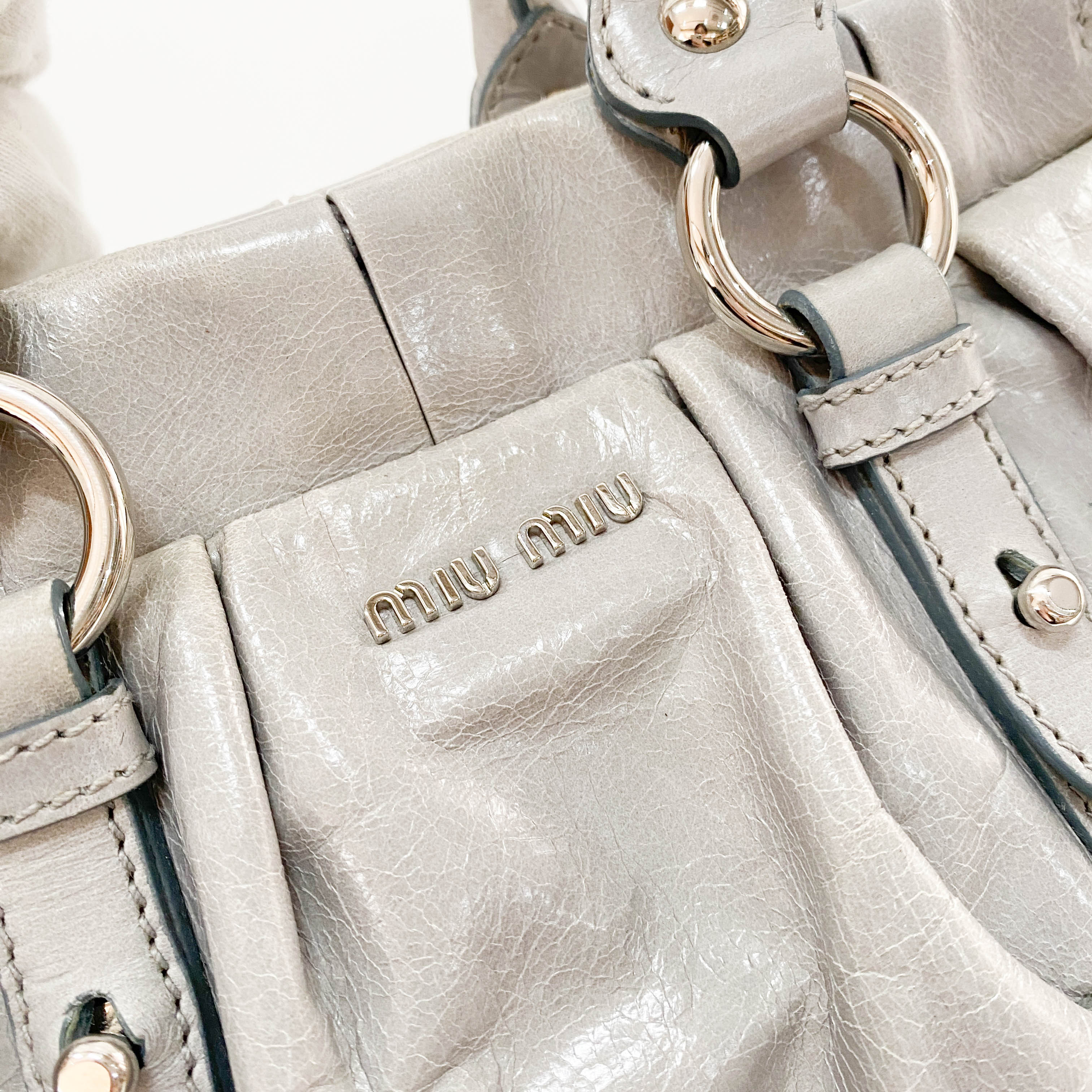 Vitello Mini Grey Calfskin Two Way Bag