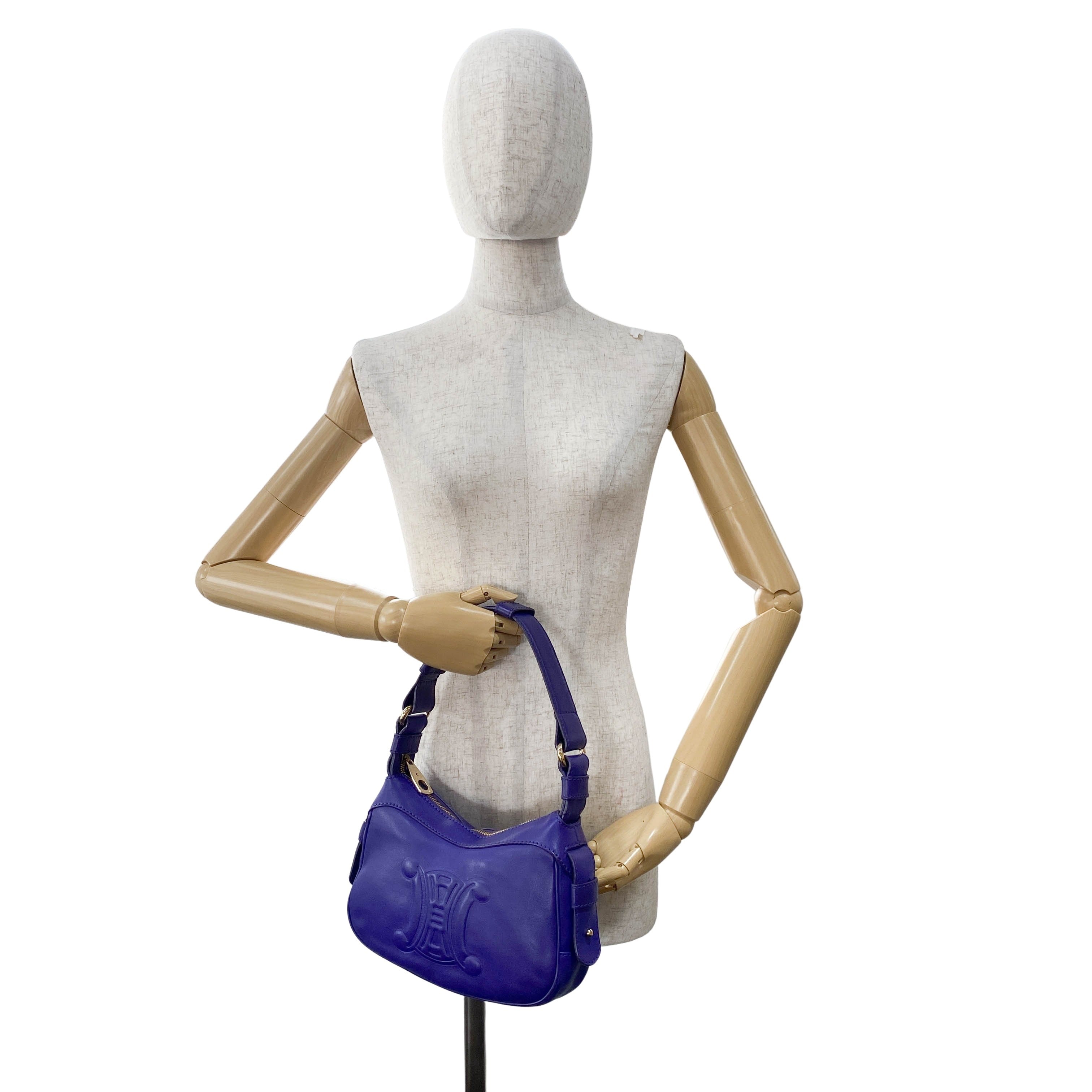 Purple Leather Triomphe Shoulder Bag