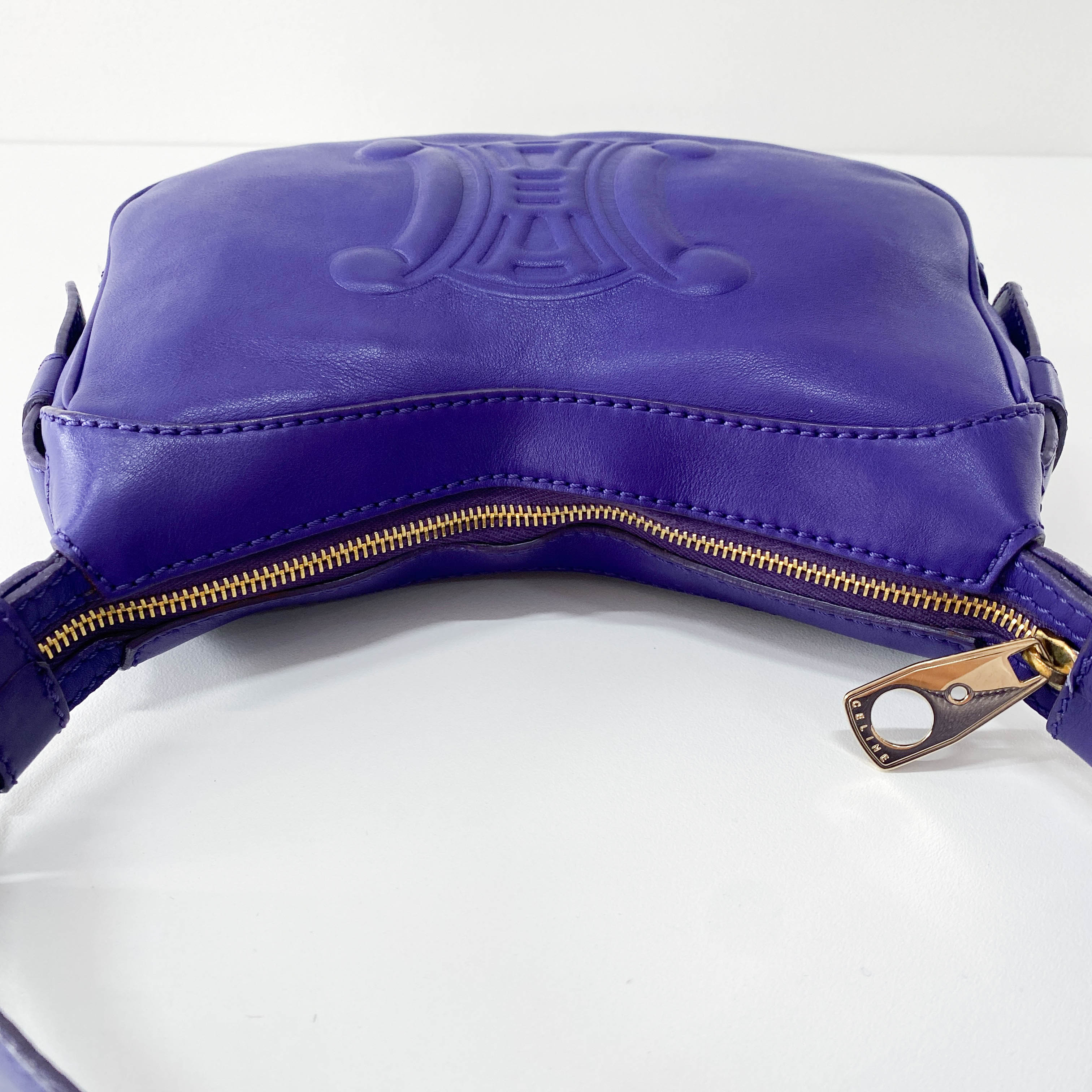 Purple Leather Triomphe Shoulder Bag