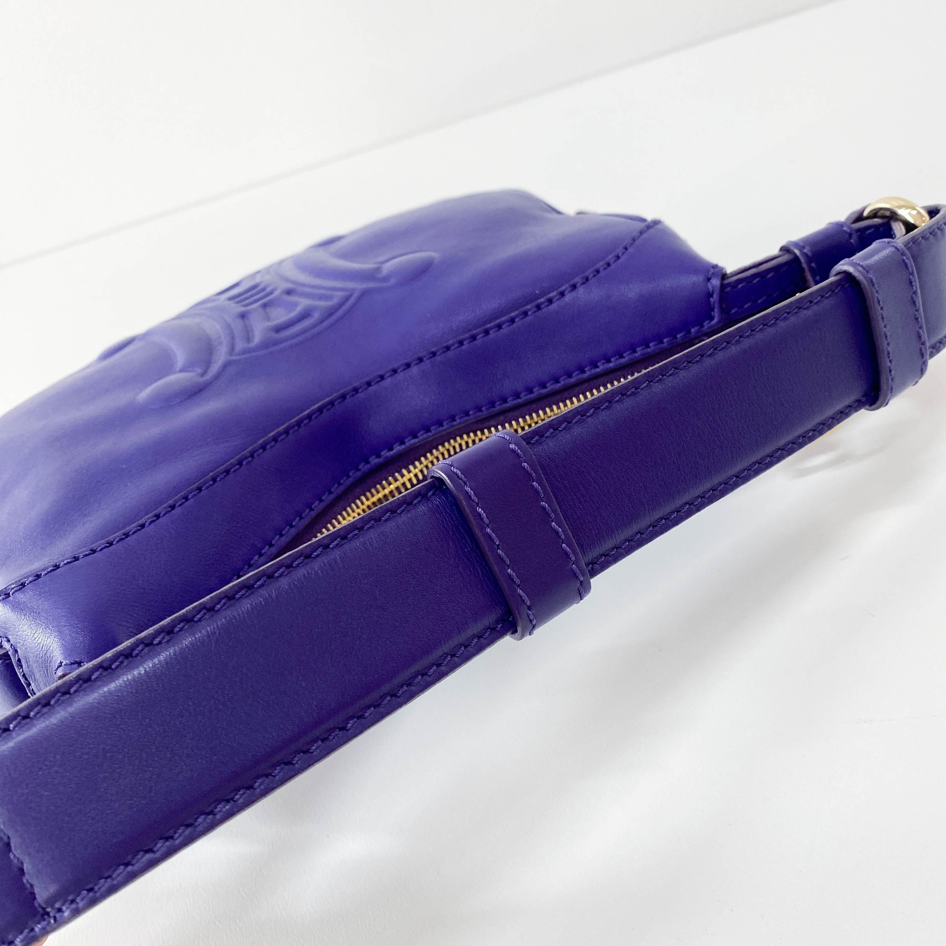 Purple Leather Triomphe Shoulder Bag