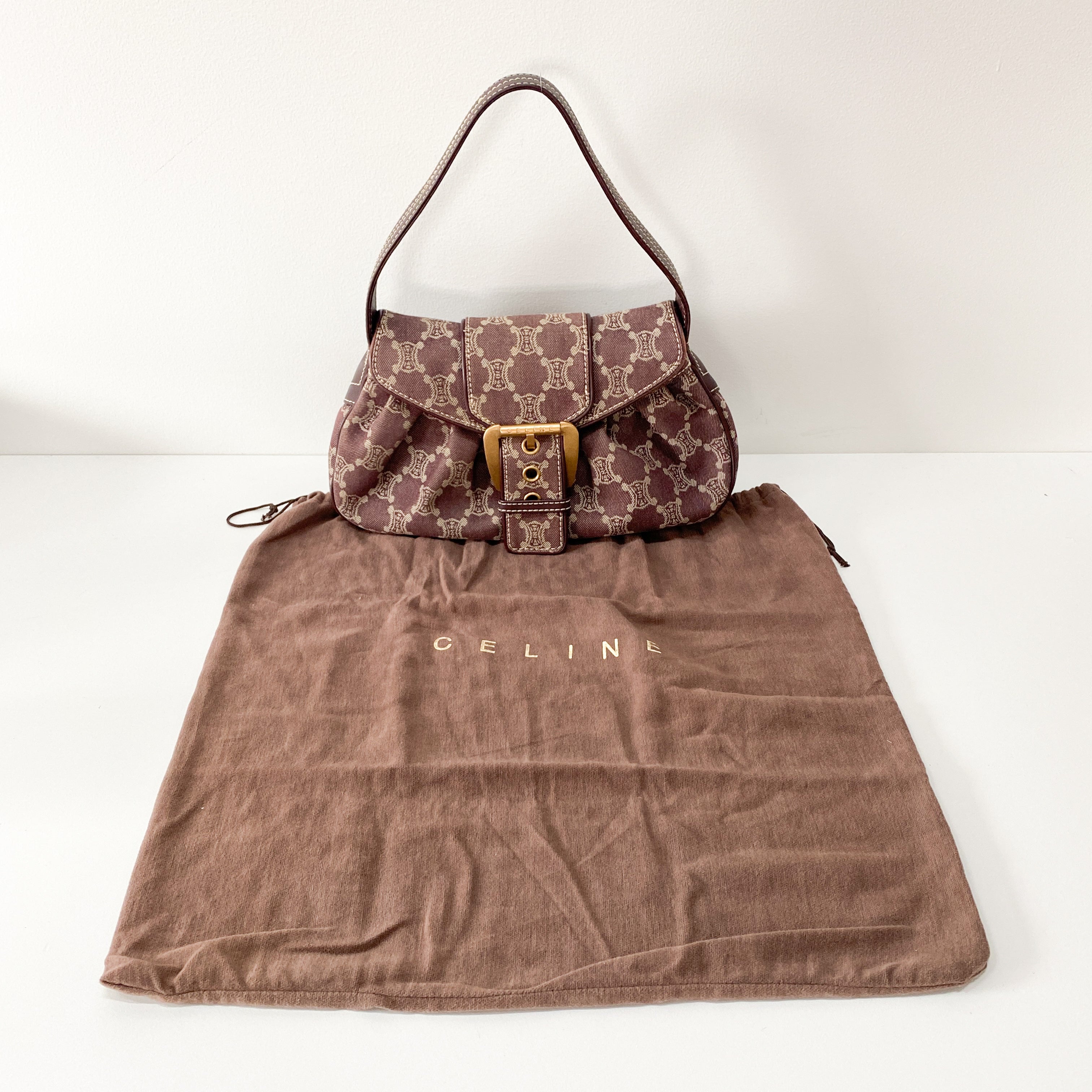 Paris Macadam Purple Denim Shoulder Bag