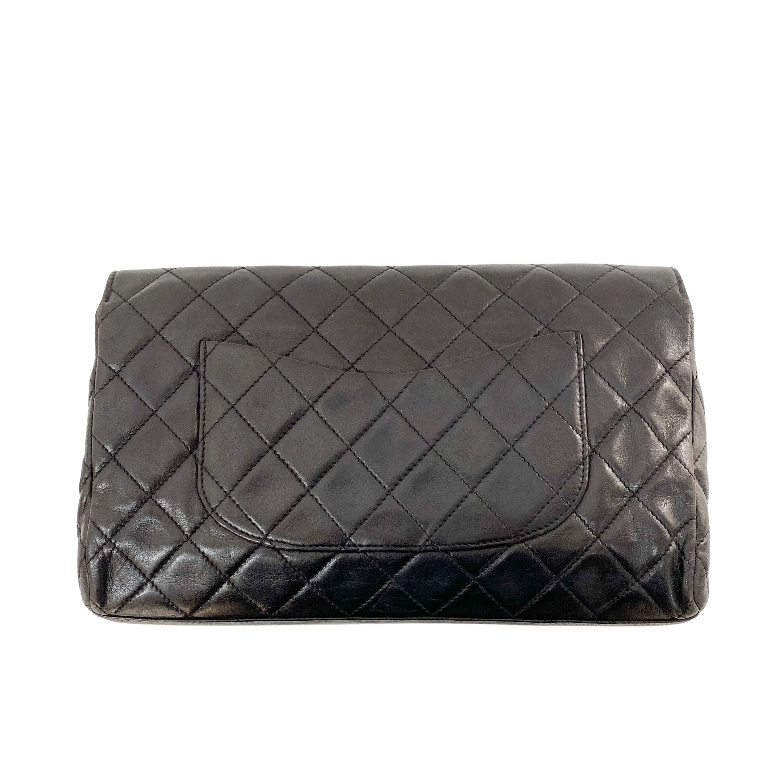 Timeless Classic Black Lambskin Leather Clutch Bag
