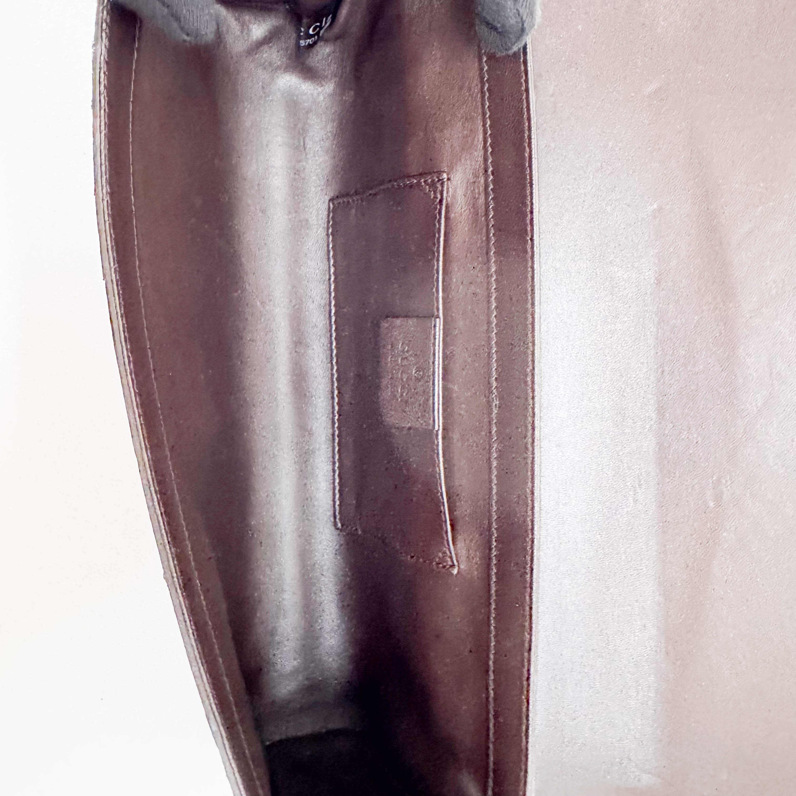 Bronze Embossed Lizard Leather Clutch Bag