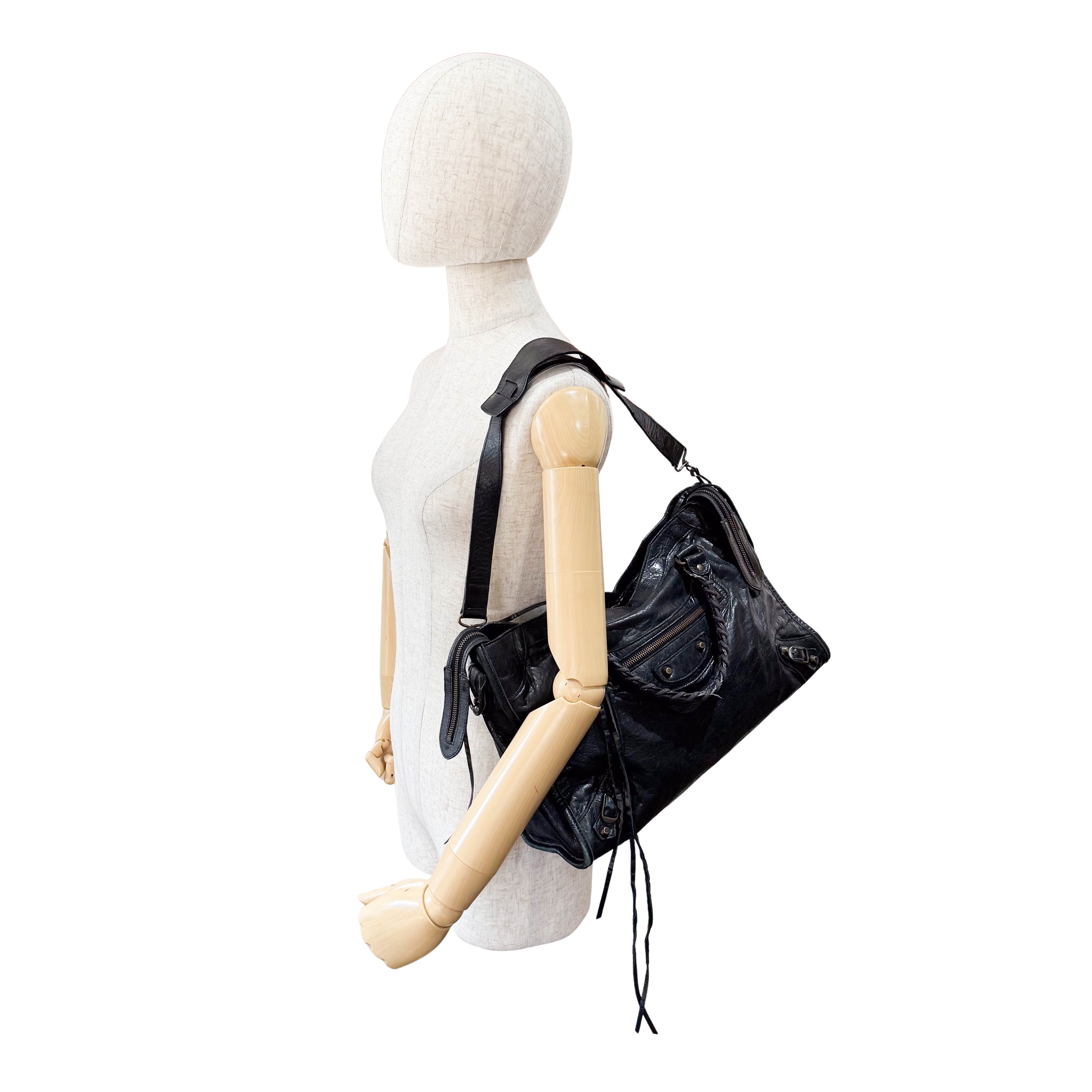 The City Black Leather Two Way Bag