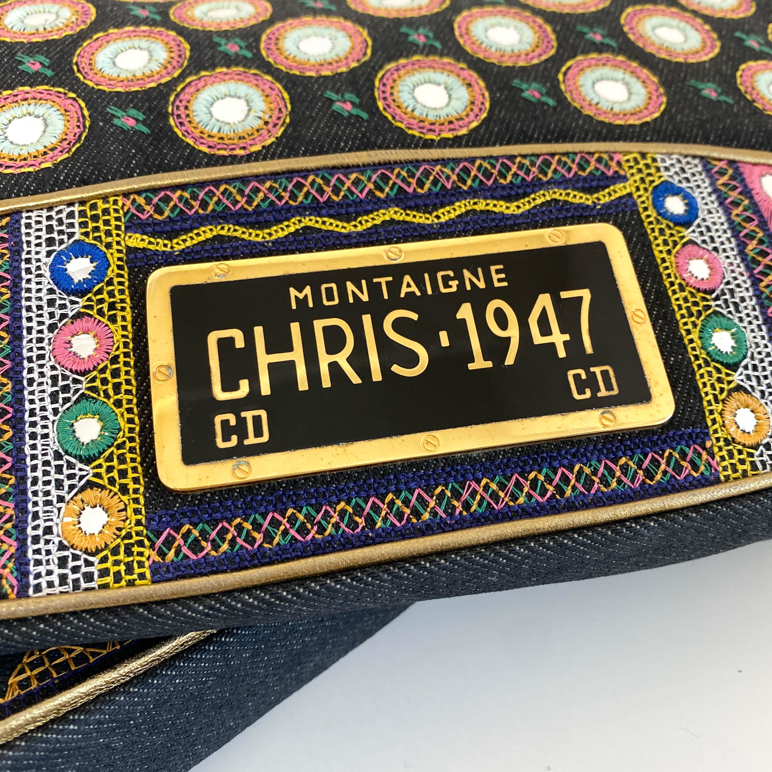 1947 Montaigne Chris License Plate Denim Saddle Bag