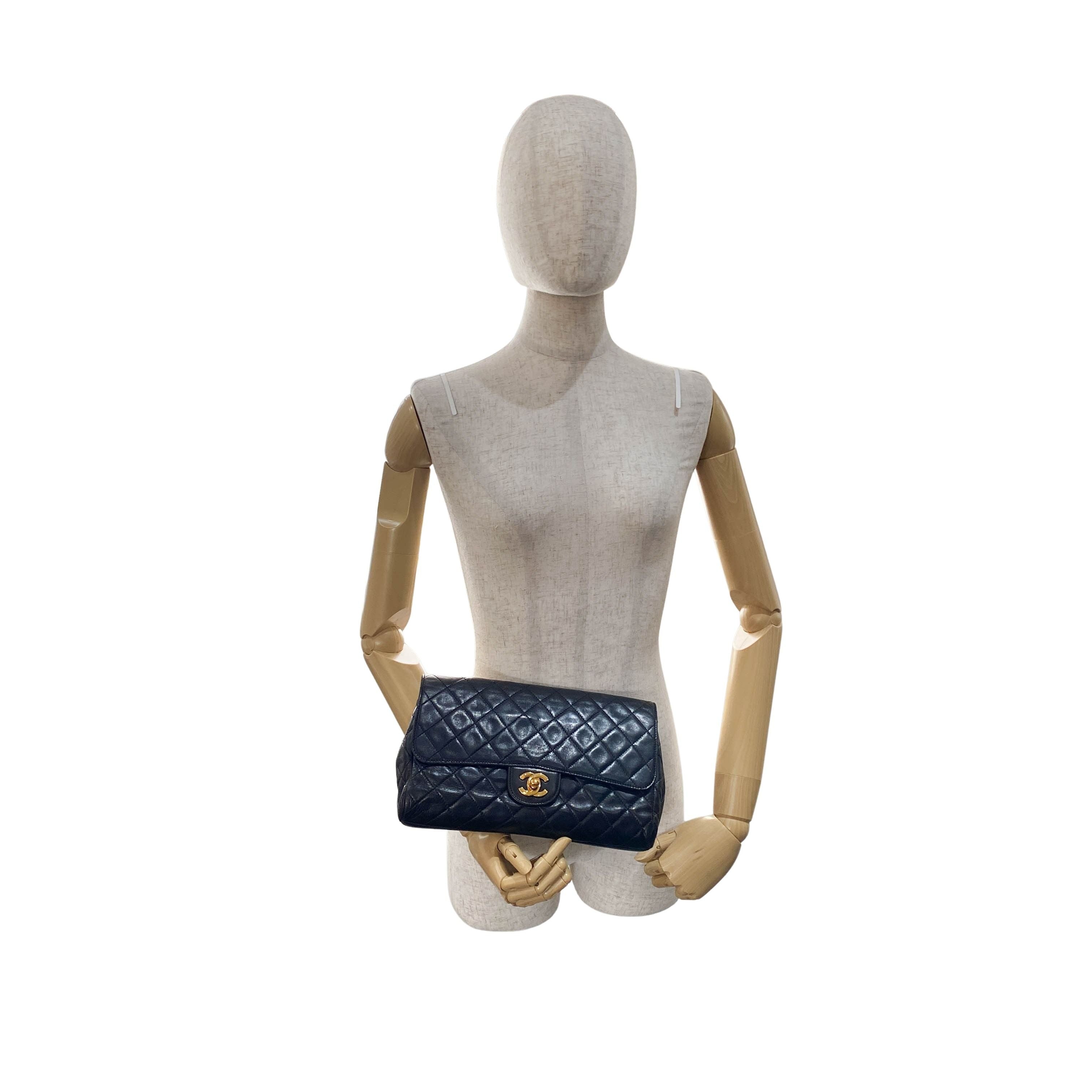 Timeless Classic Black Lambskin Leather Clutch Bag