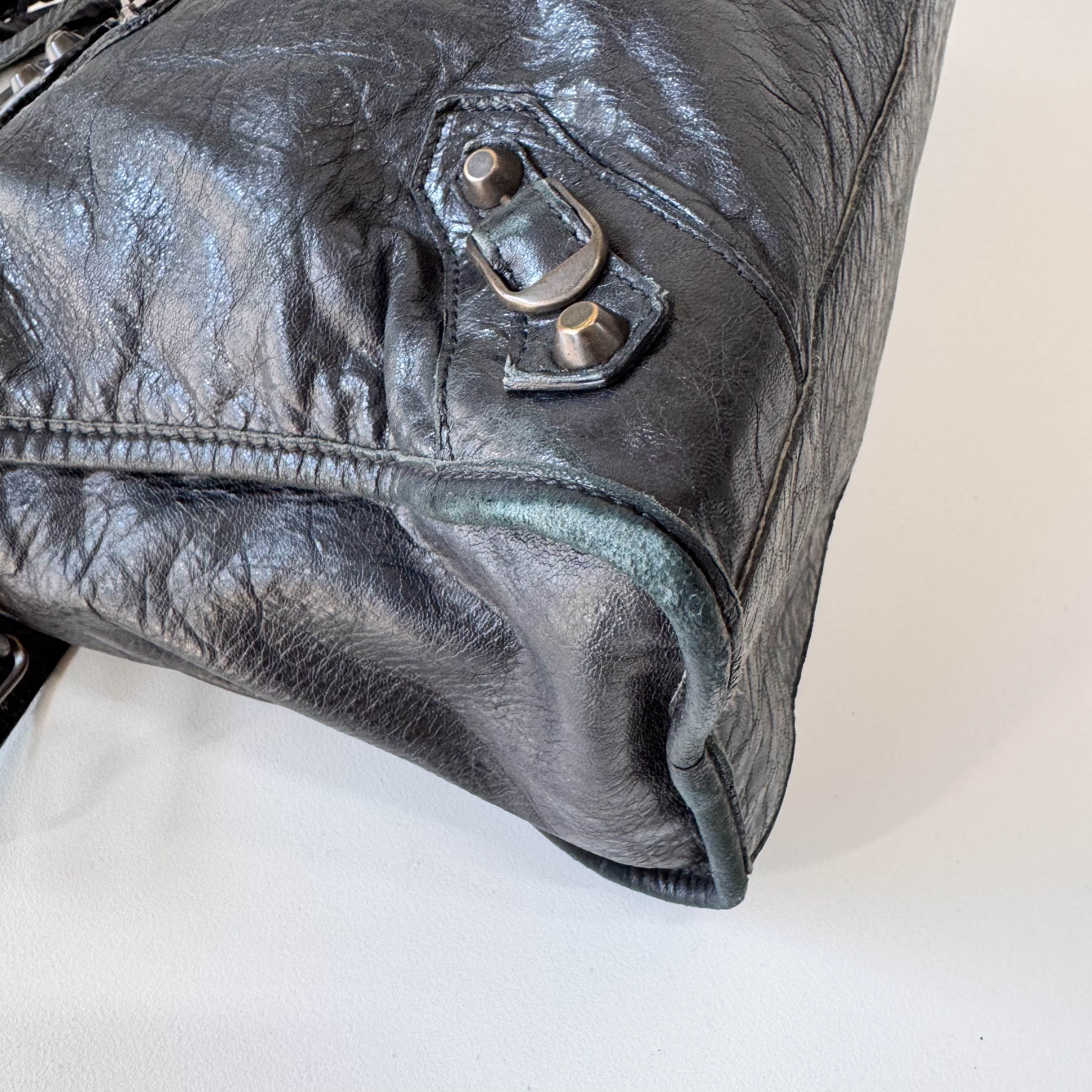 The City Black Leather Two Way Bag