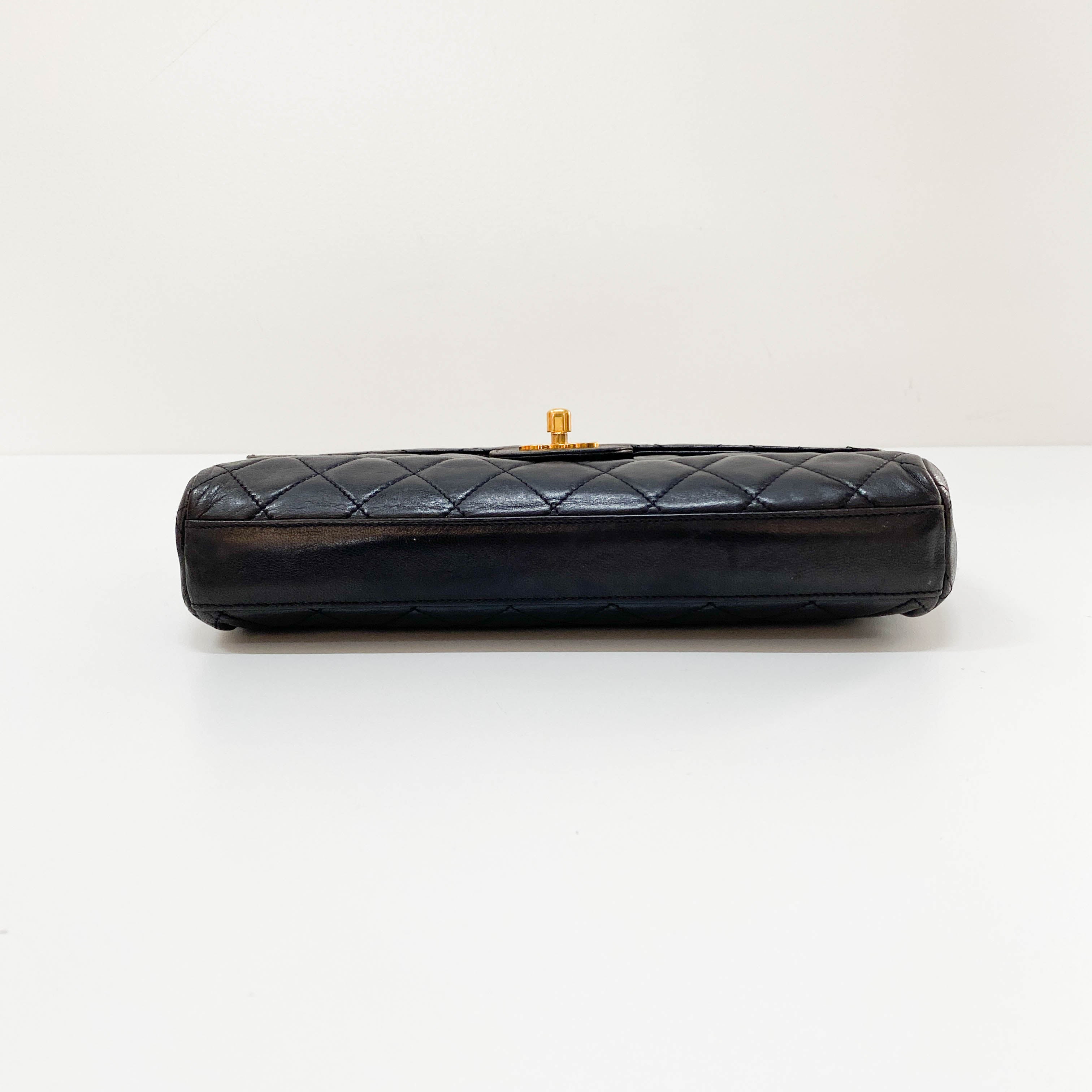 Timeless Classic Black Lambskin Leather Clutch Bag