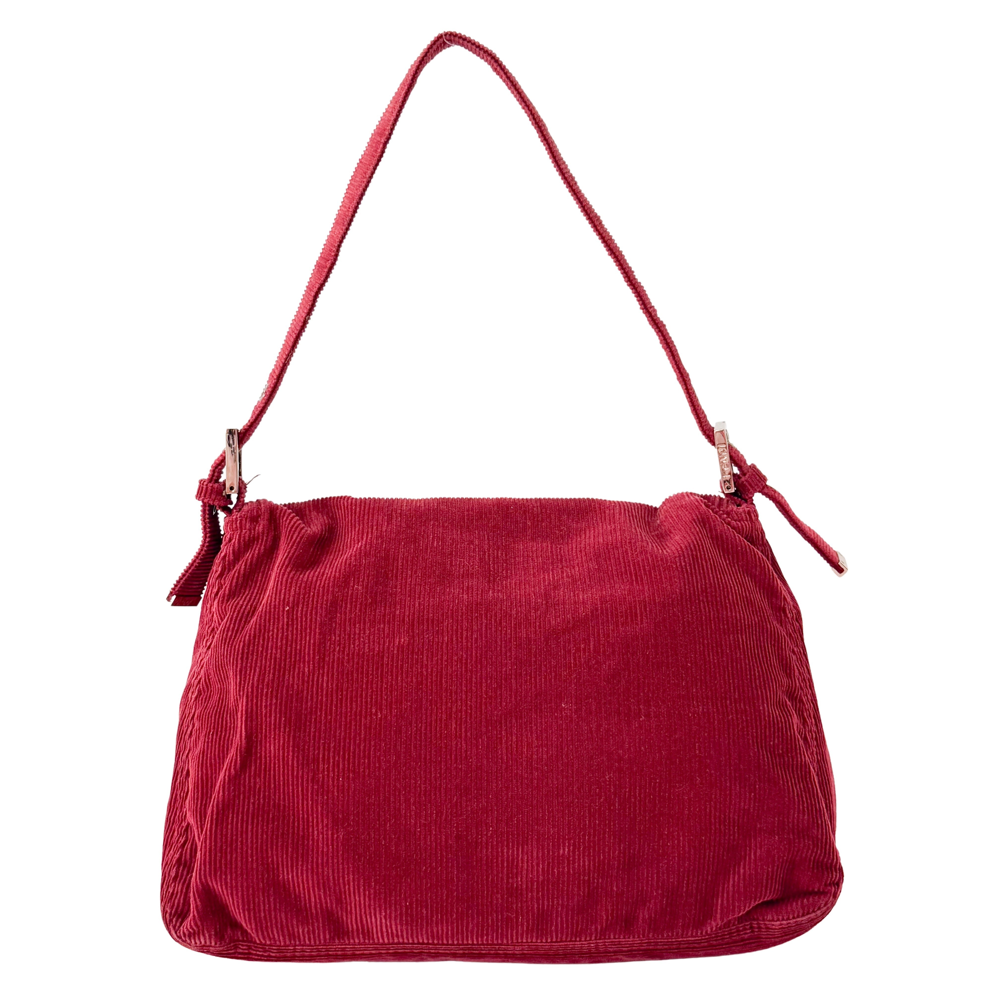 Mamma Baguette Red Corduroy Shoulder Bag