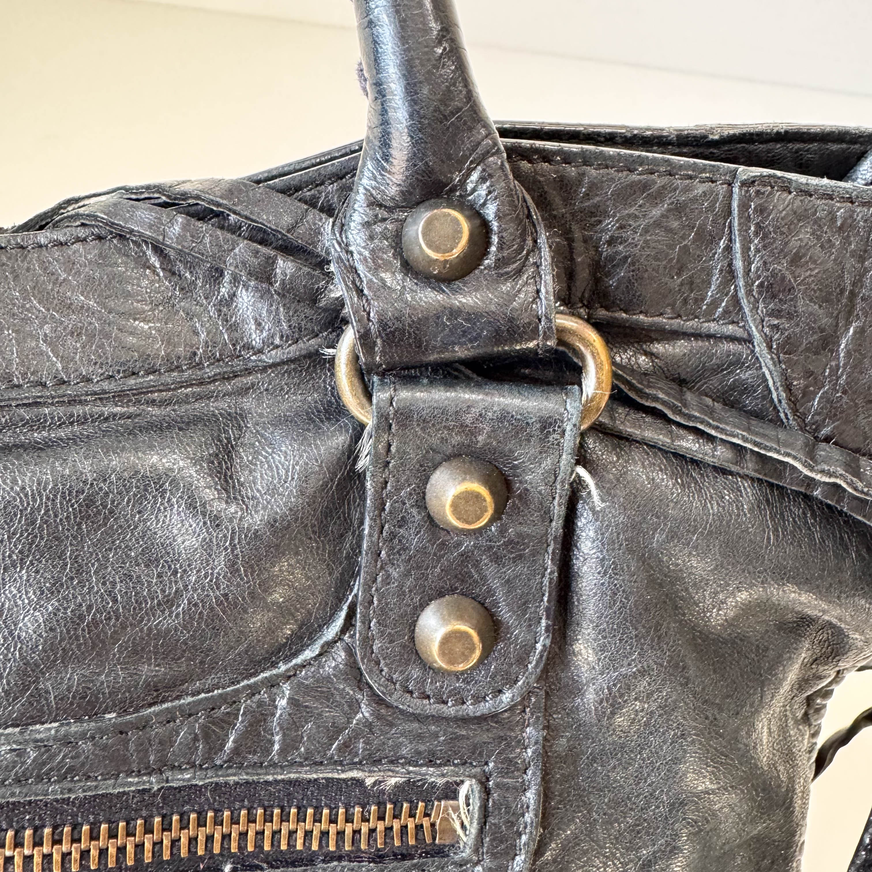 The City Black Leather Two Way Bag