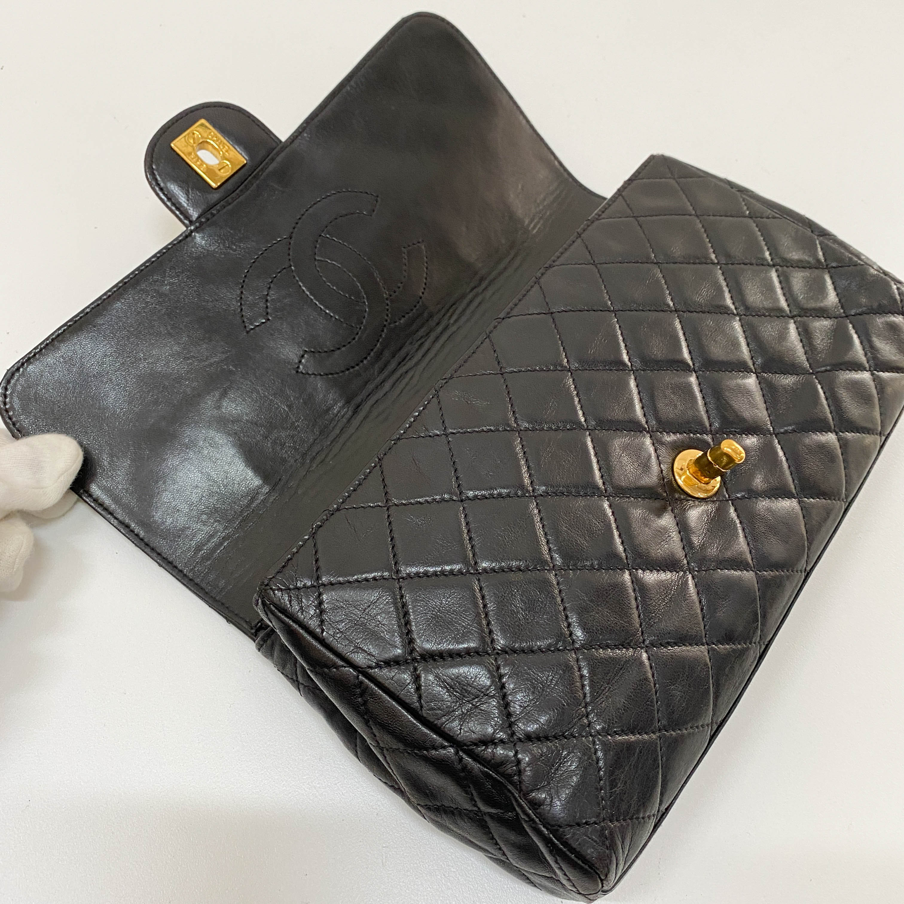 Timeless Classic Black Lambskin Leather Clutch Bag