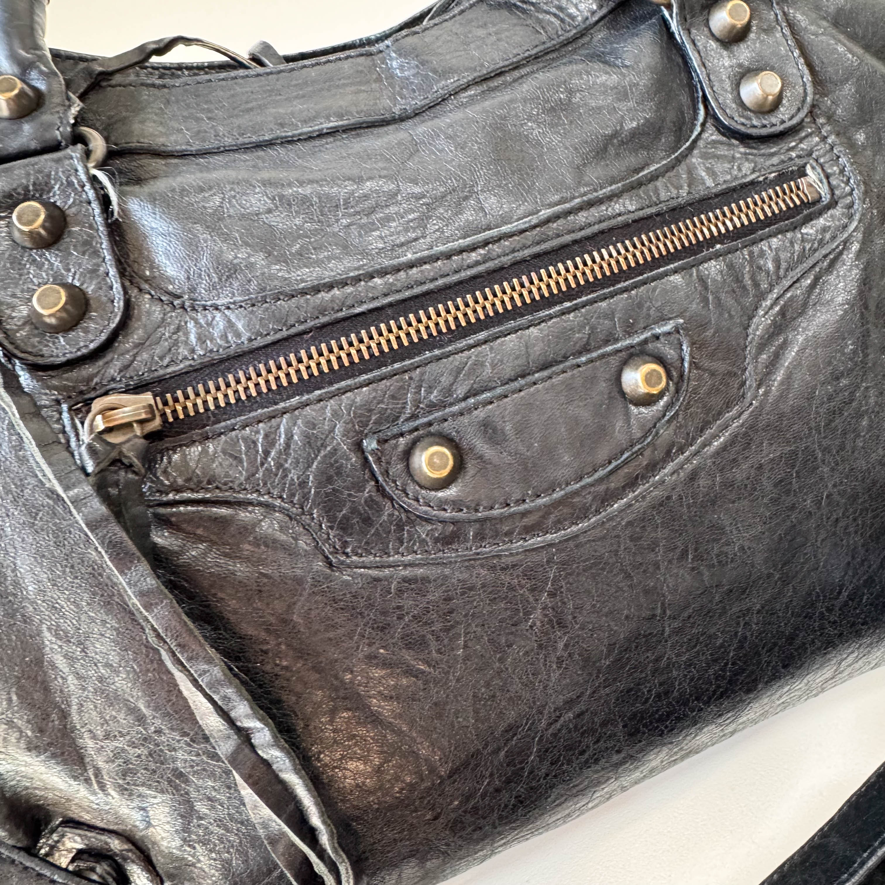 The City Black Leather Two Way Bag