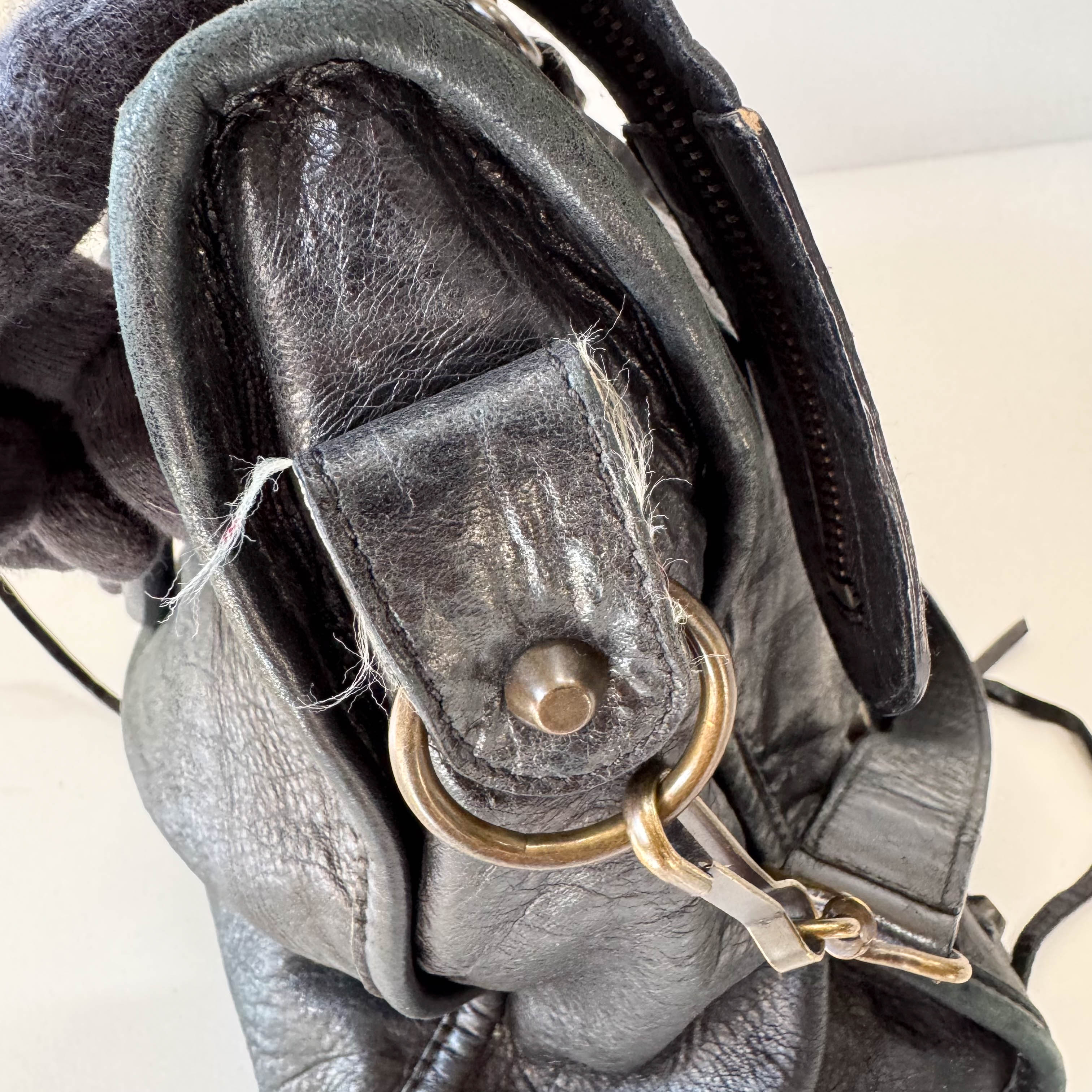 The City Black Leather Two Way Bag