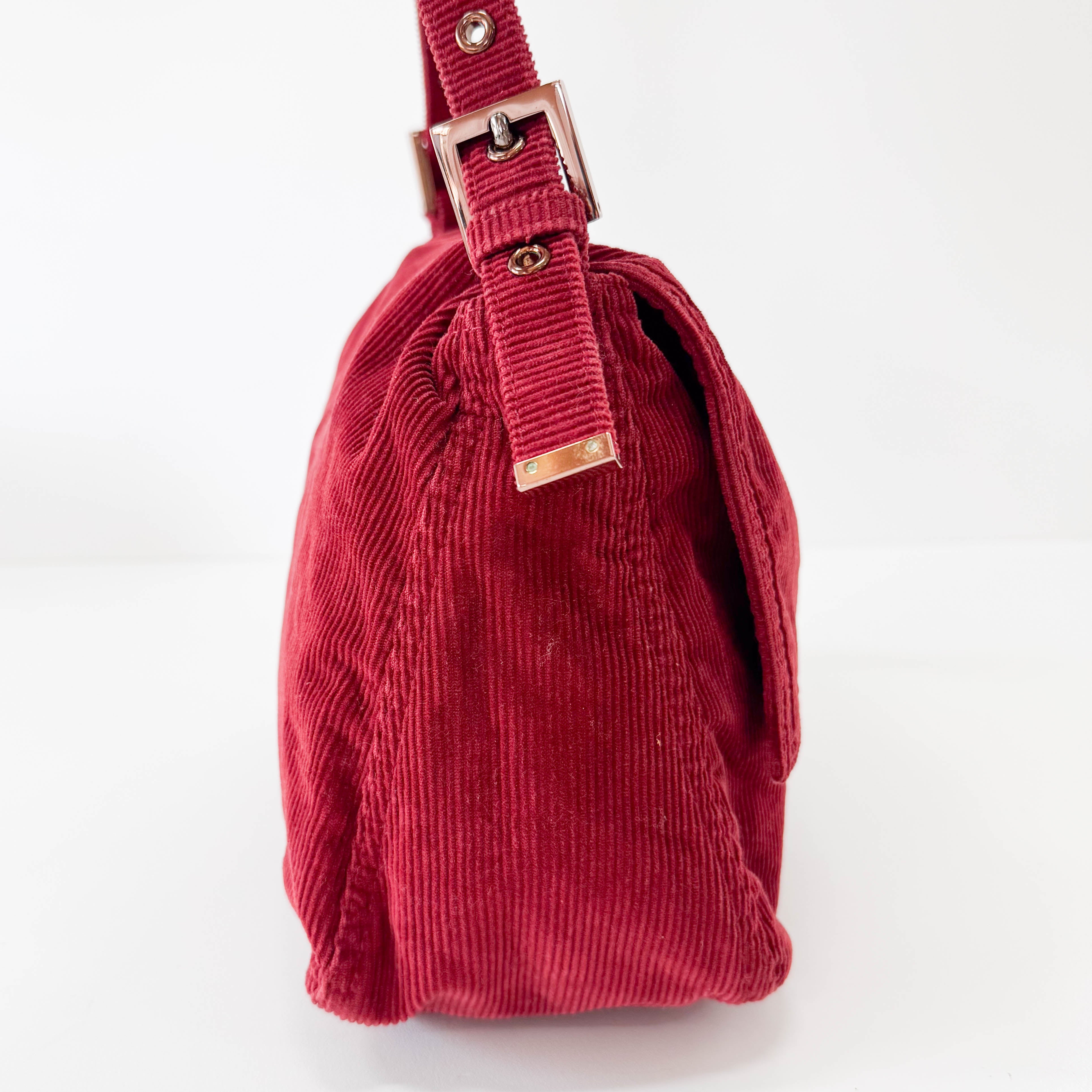 Mamma Baguette Red Corduroy Shoulder Bag