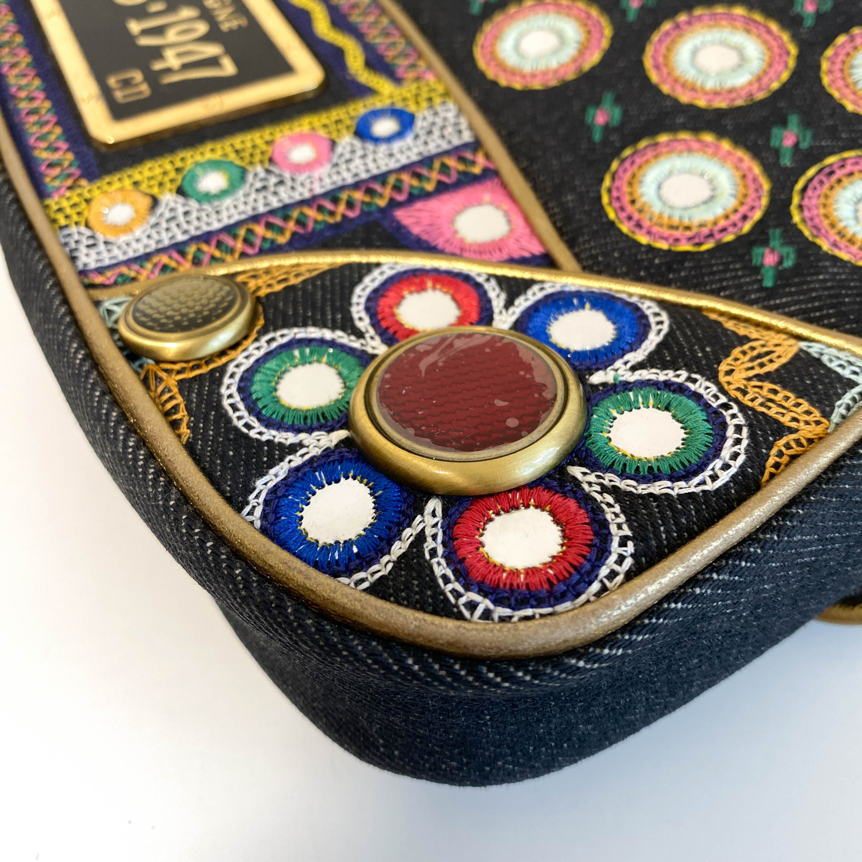 1947 Montaigne Chris License Plate Denim Saddle Bag