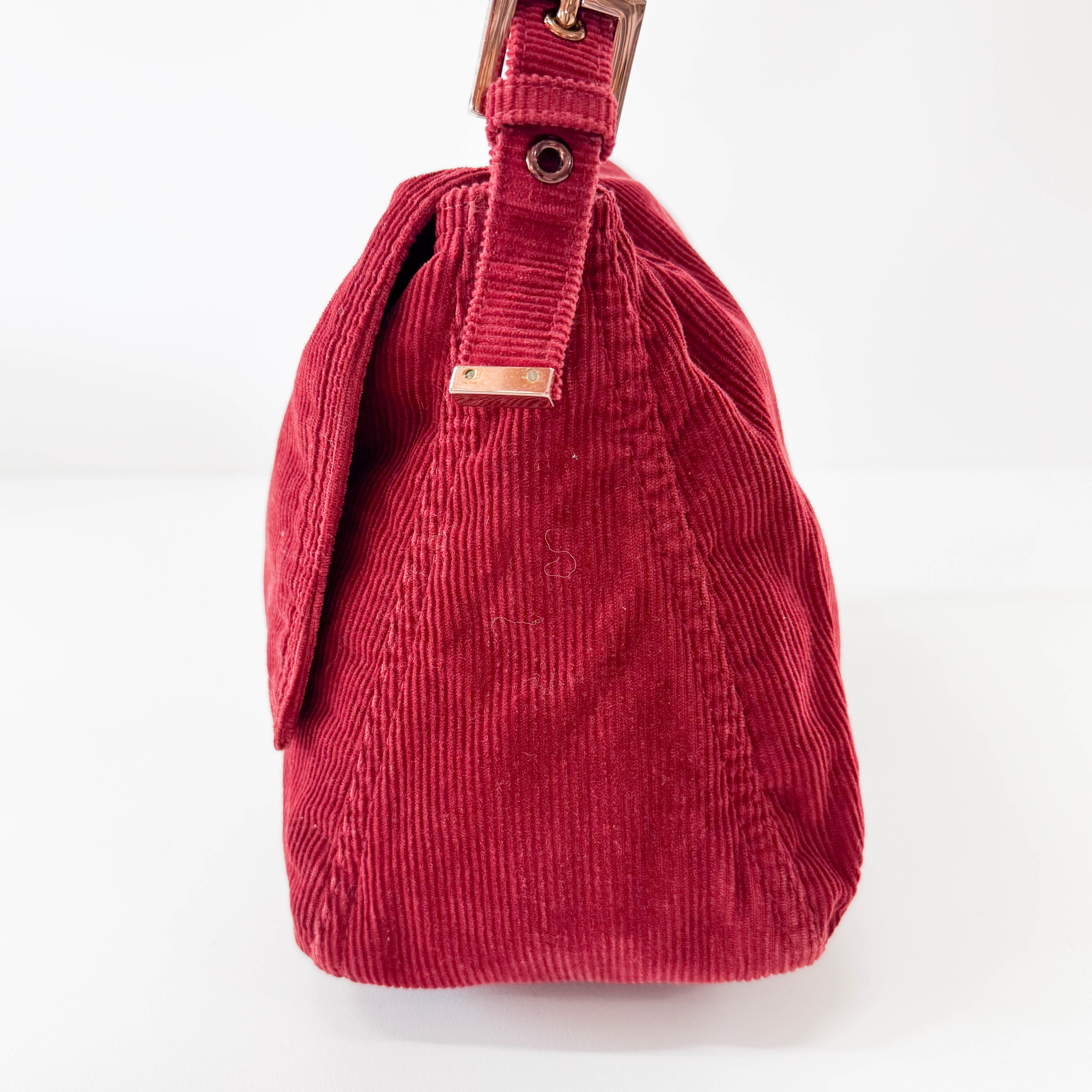 Mamma Baguette Red Corduroy Shoulder Bag