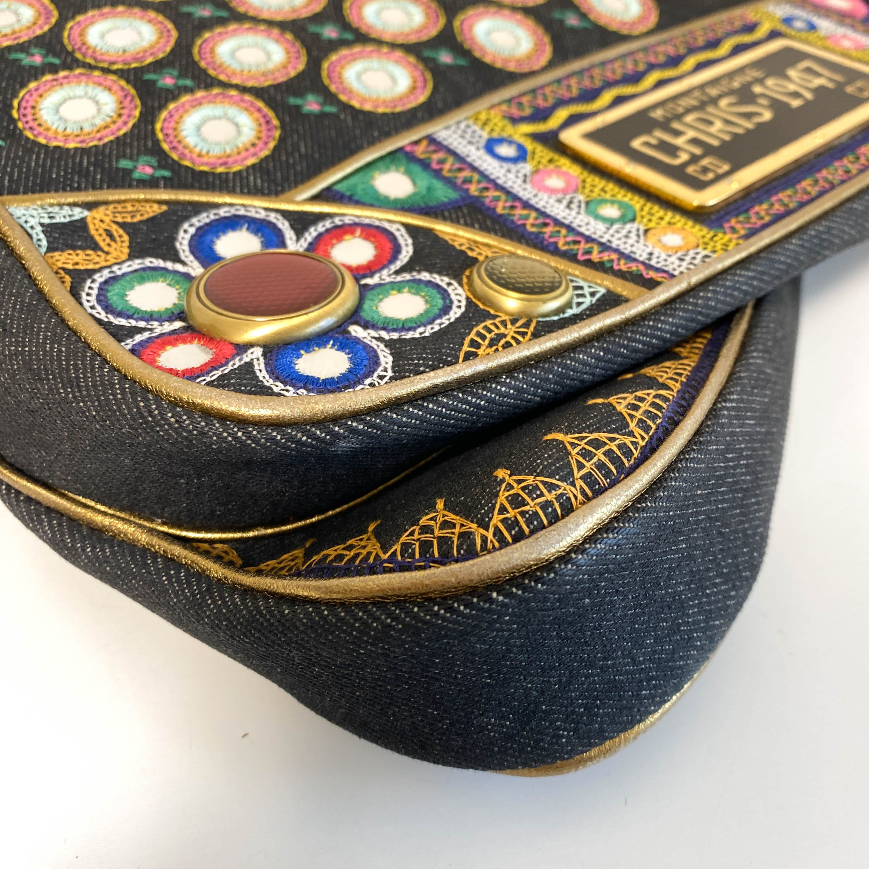 1947 Montaigne Chris License Plate Denim Saddle Bag