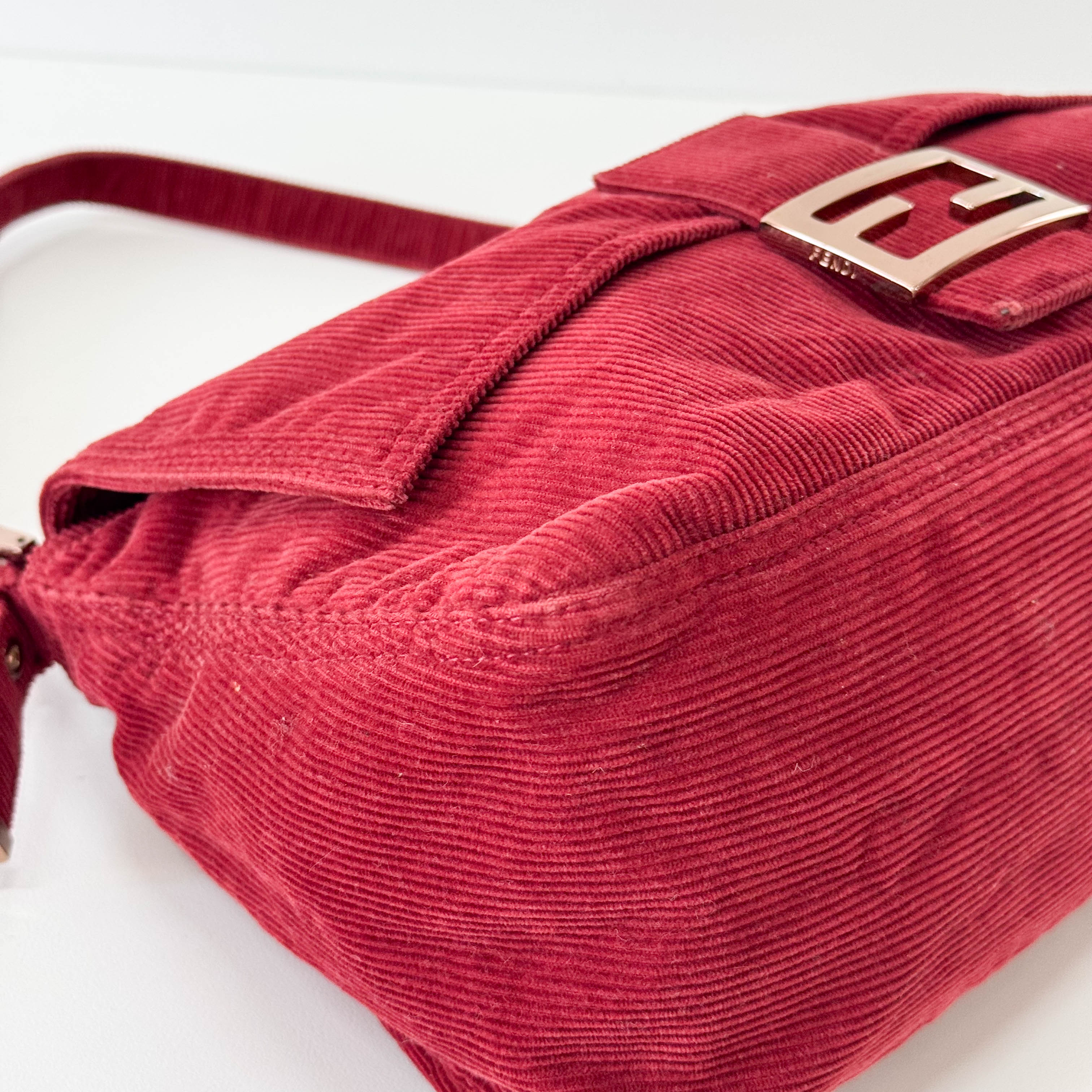 Mamma Baguette Red Corduroy Shoulder Bag