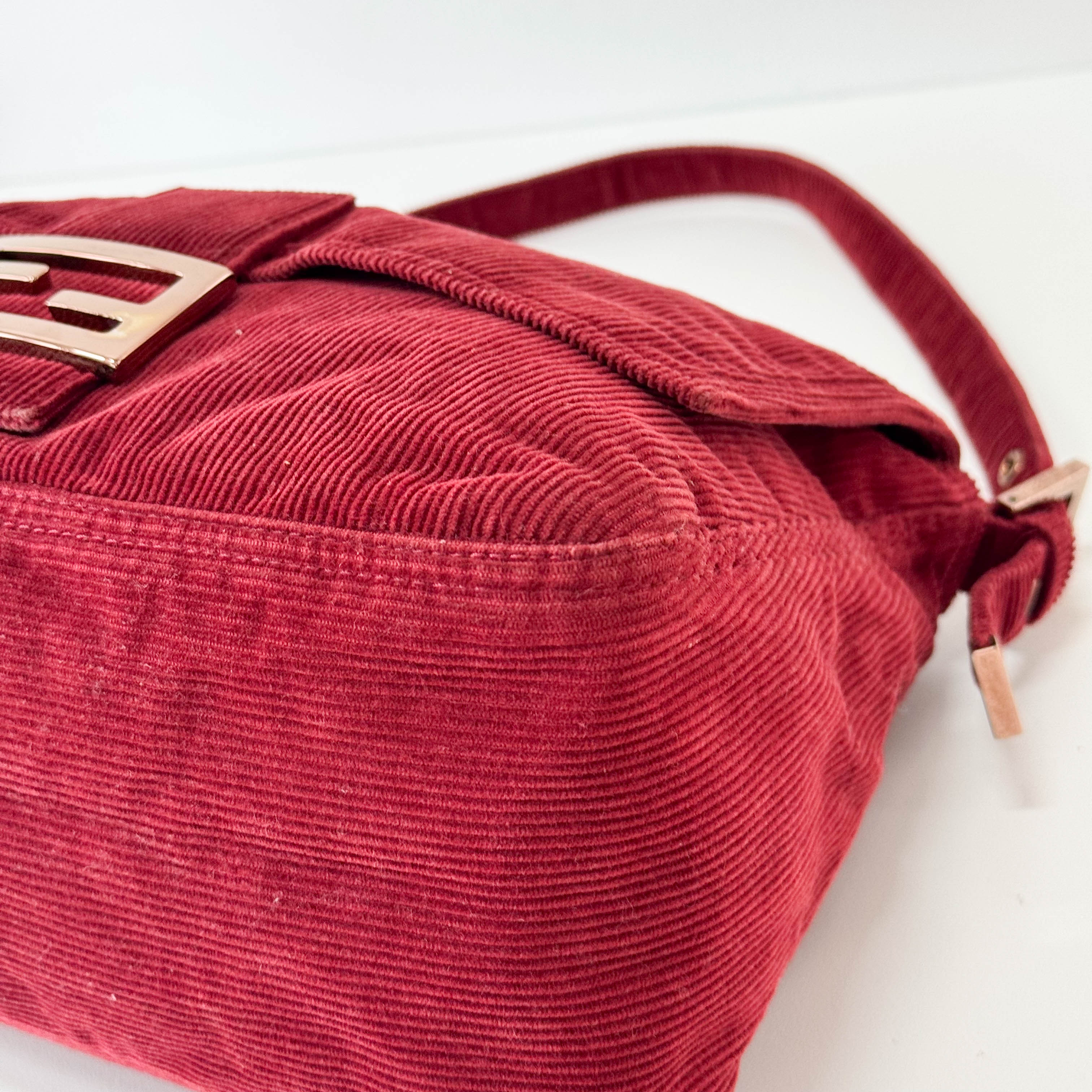 Mamma Baguette Red Corduroy Shoulder Bag