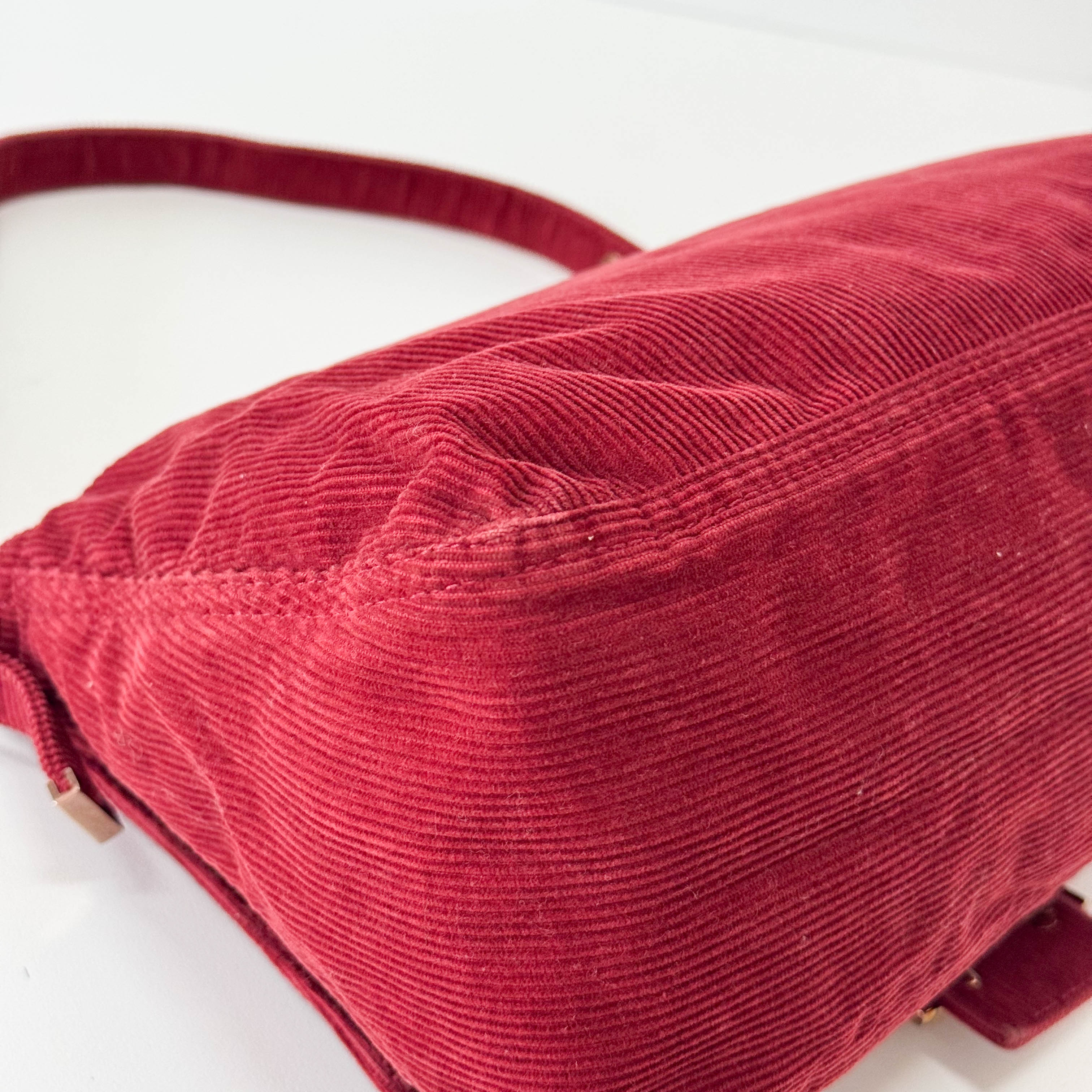 Mamma Baguette Red Corduroy Shoulder Bag
