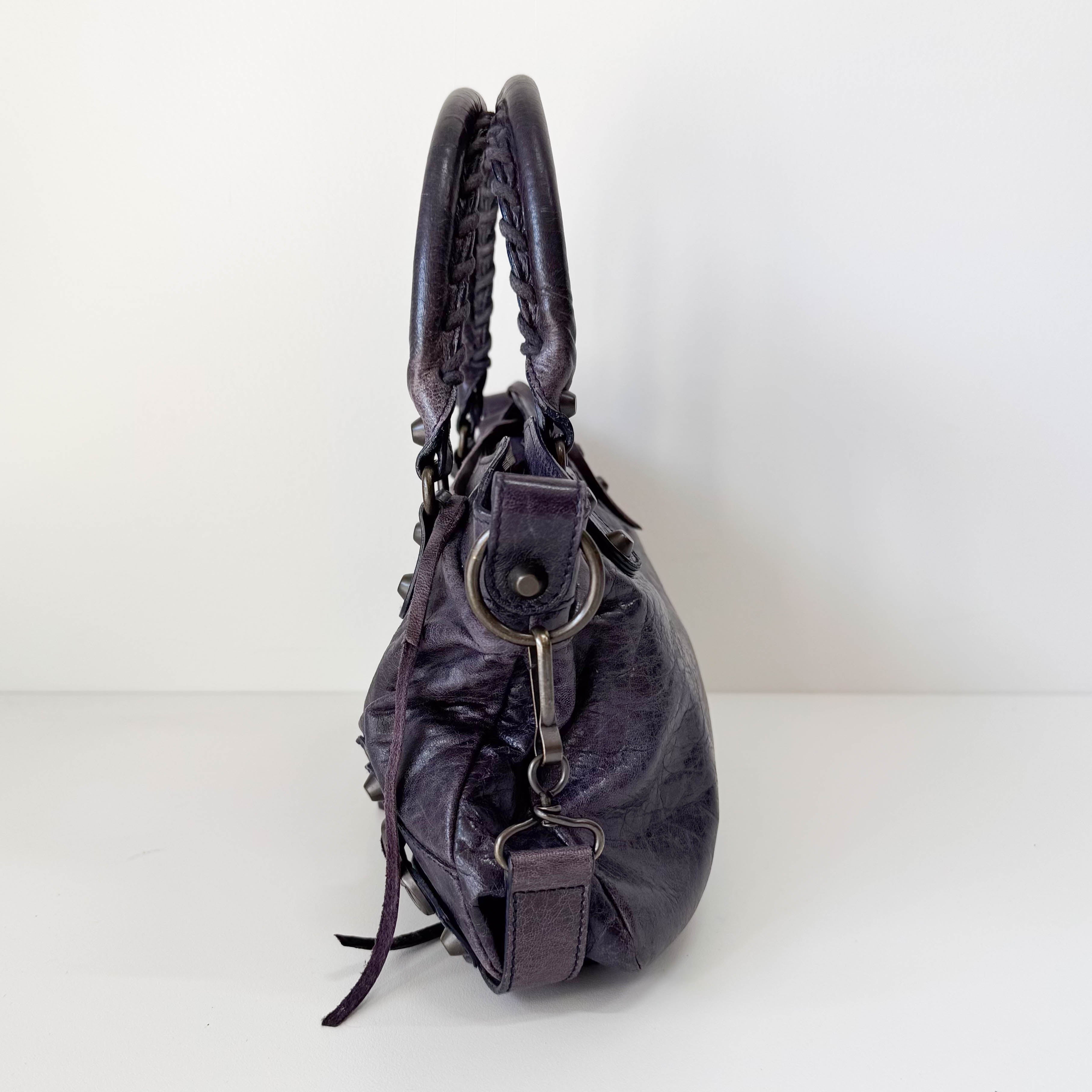 The First Purple Lambskin Leather Two Way Bag