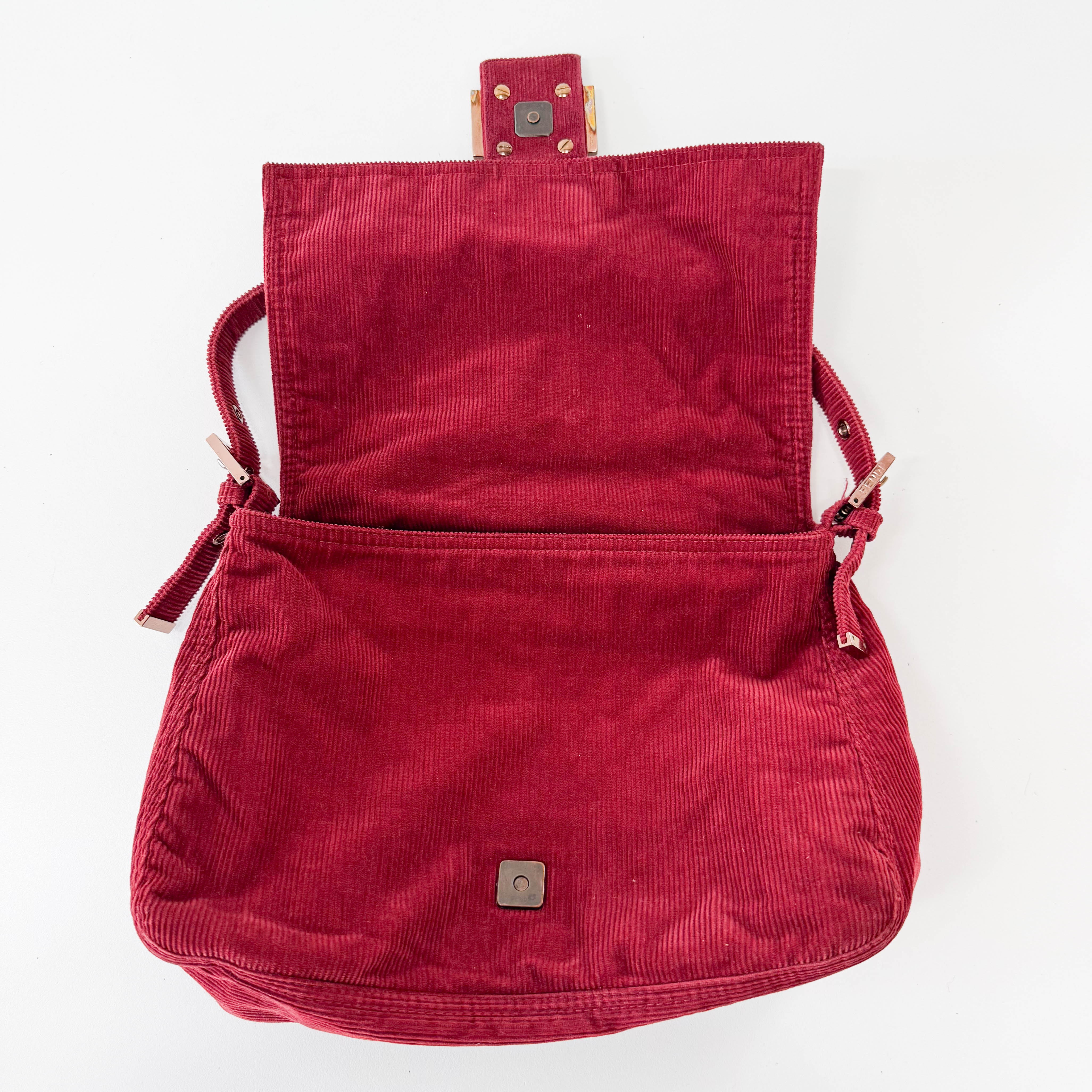 Mamma Baguette Red Corduroy Shoulder Bag