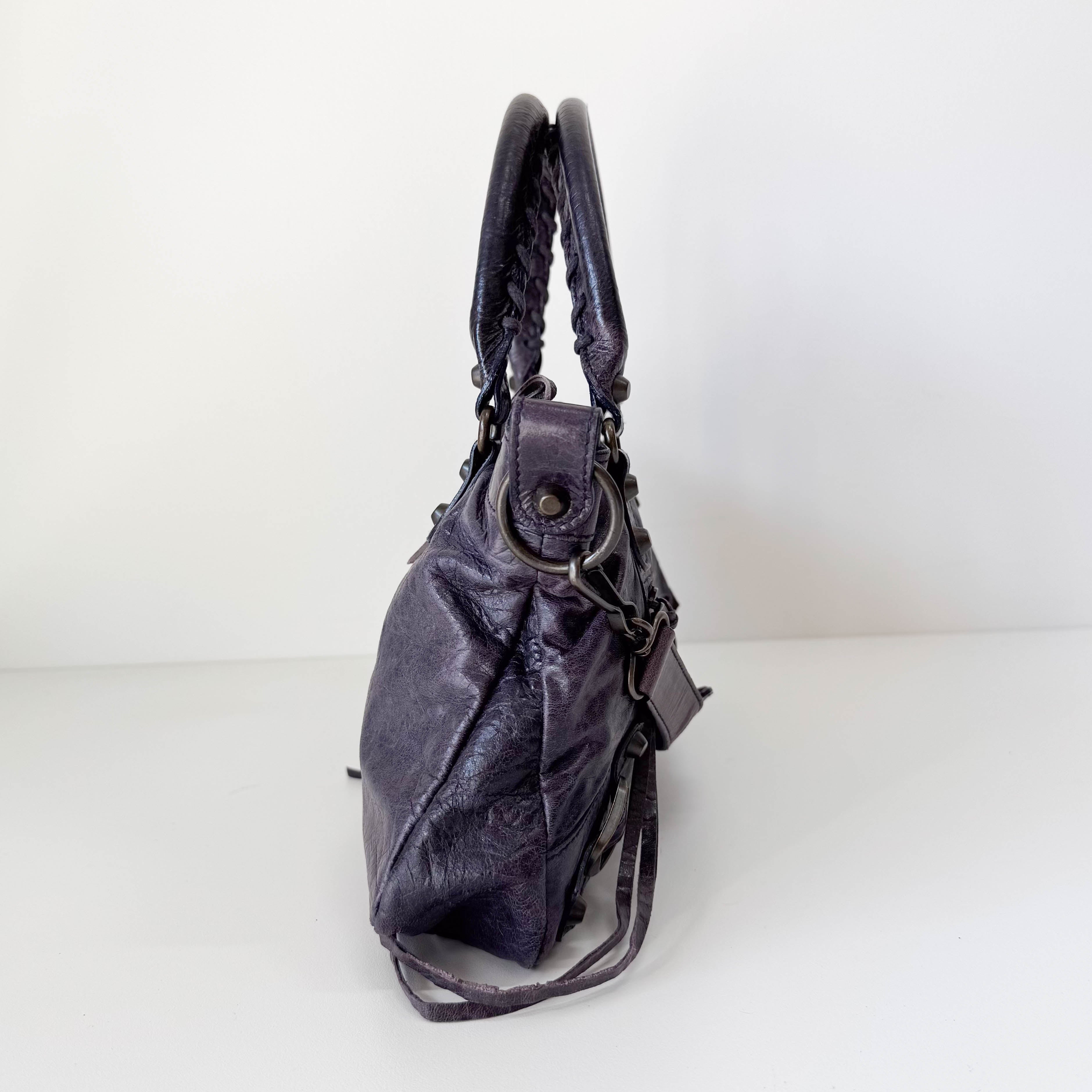 The First Purple Lambskin Leather Two Way Bag