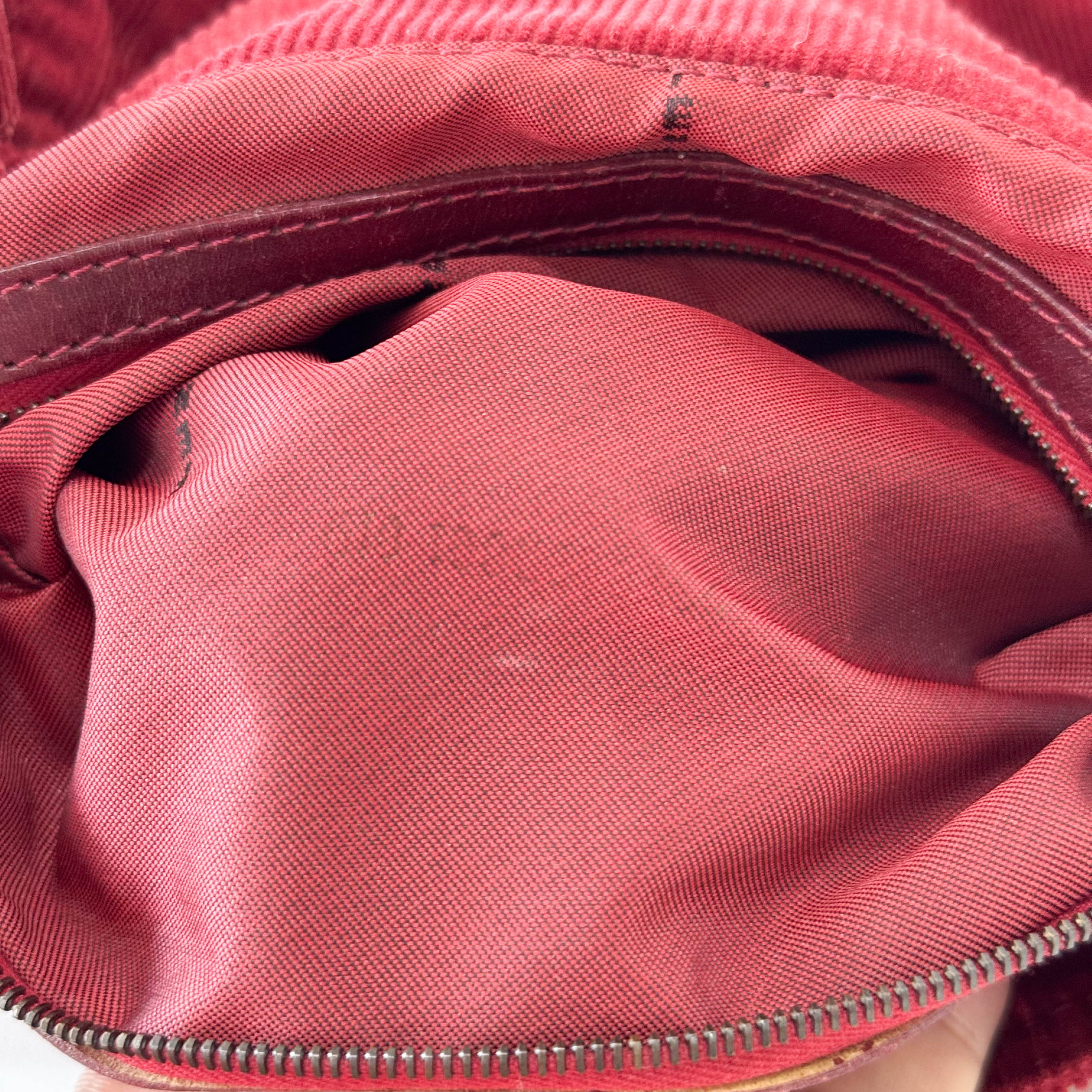 Mamma Baguette Red Corduroy Shoulder Bag