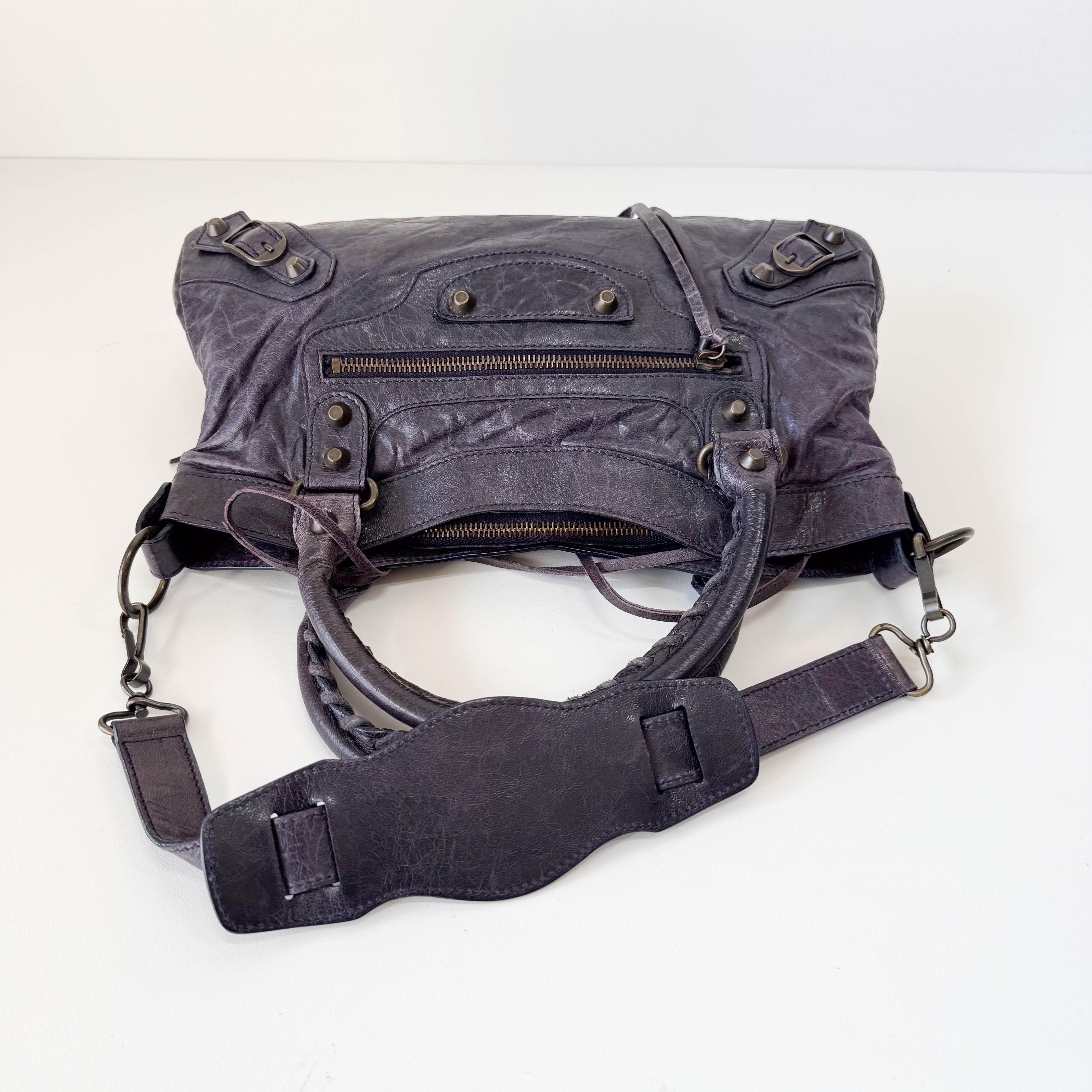 The First Purple Lambskin Leather Two Way Bag