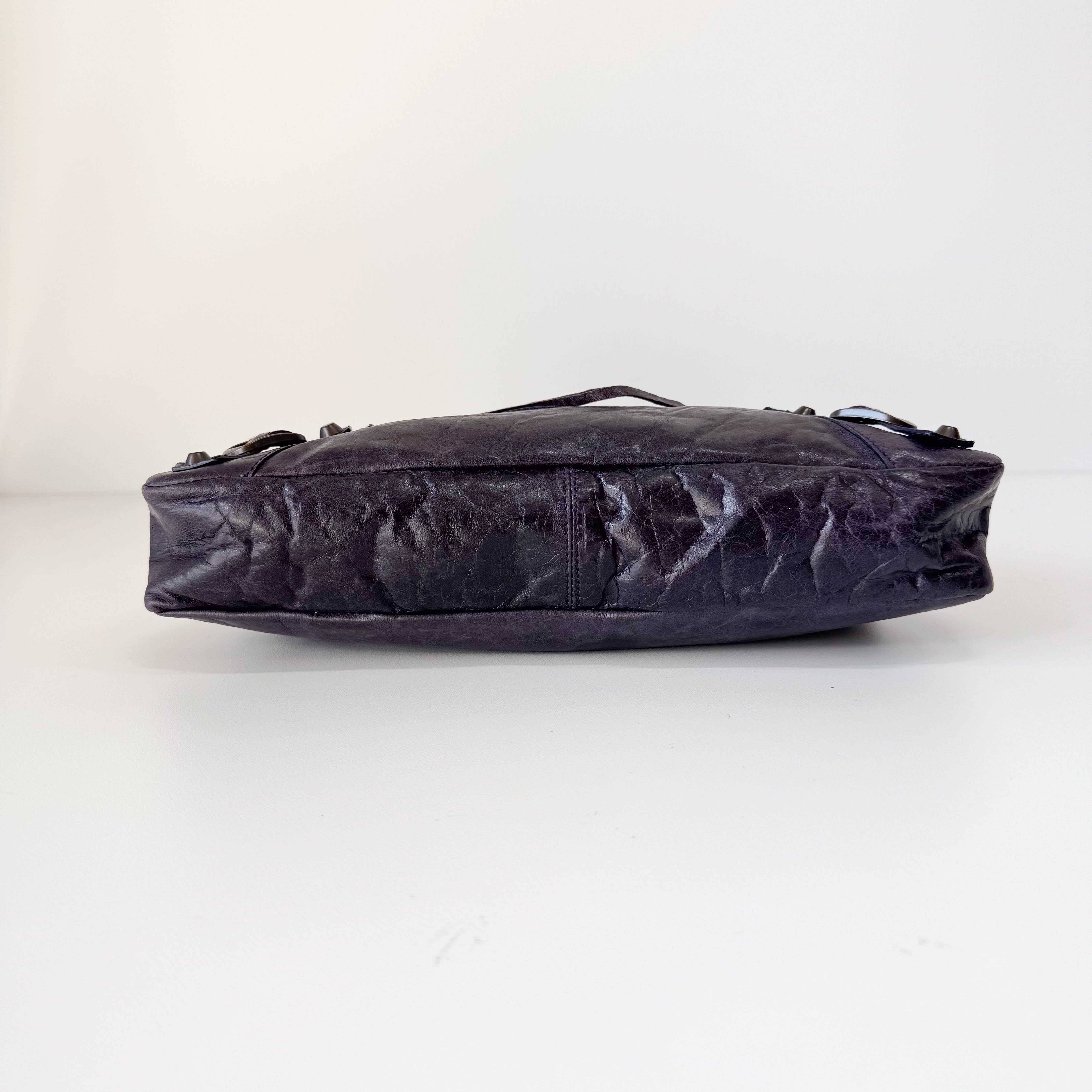 The First Purple Lambskin Leather Two Way Bag